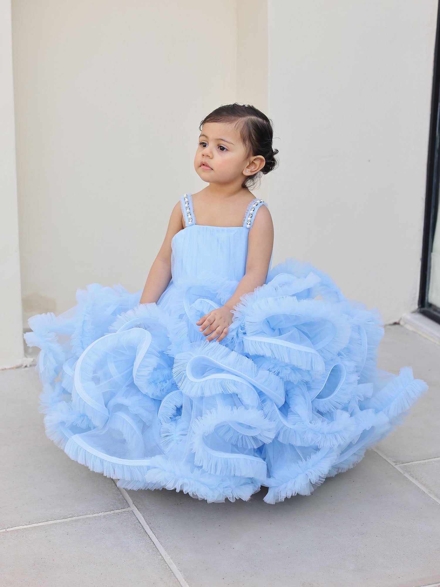 Sale Blue Perfect Frill Gown
