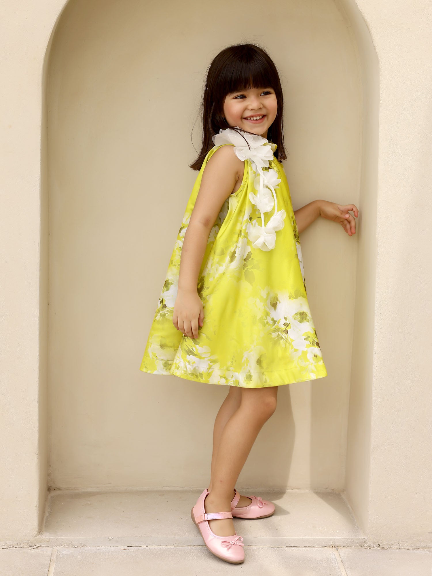 JANYAS CLOSET Green Printed Lulu Party Dress With Hair Pin*