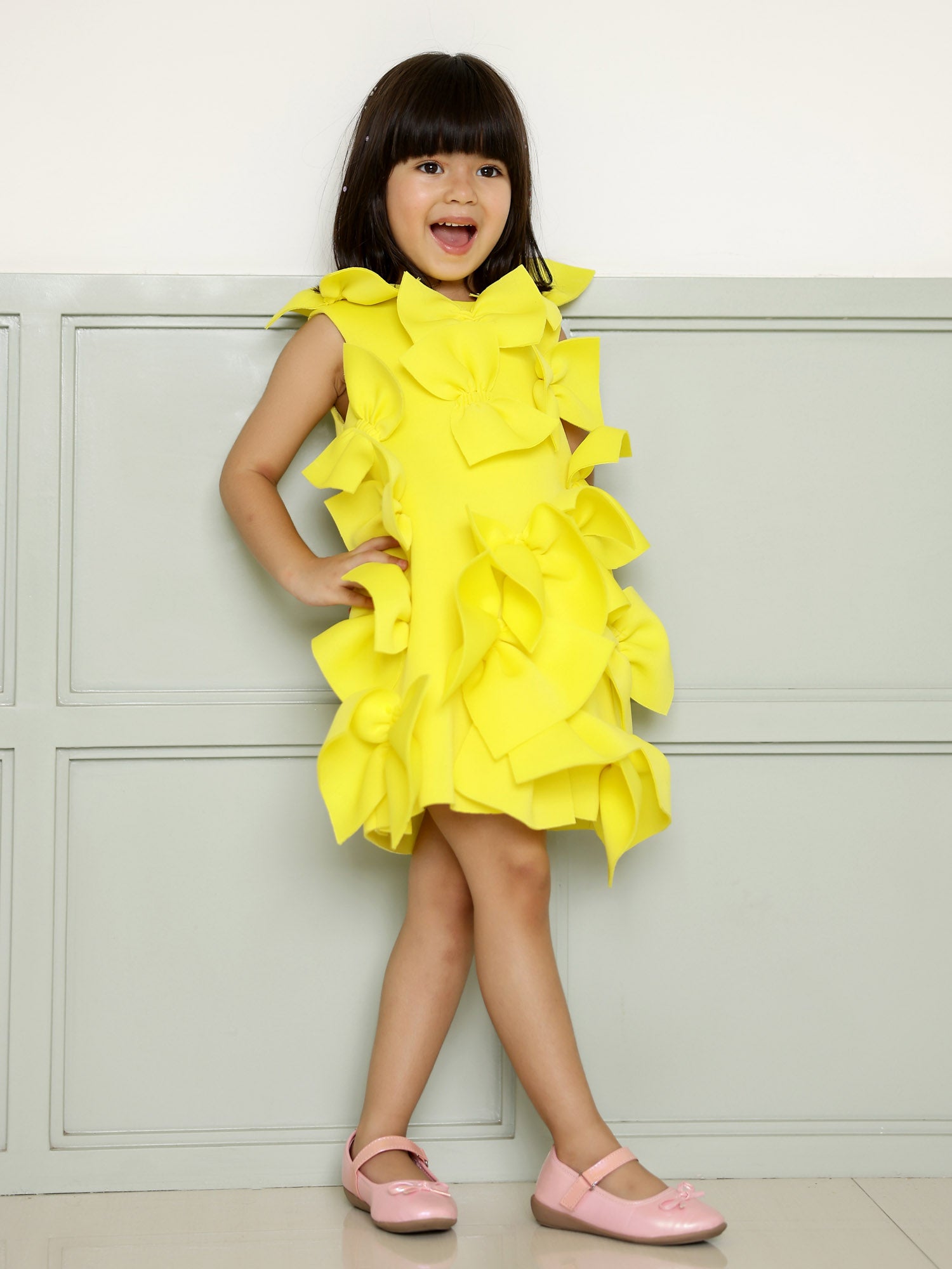 Janyas Closet: Belle Yellow Neoprene Bow Dress
