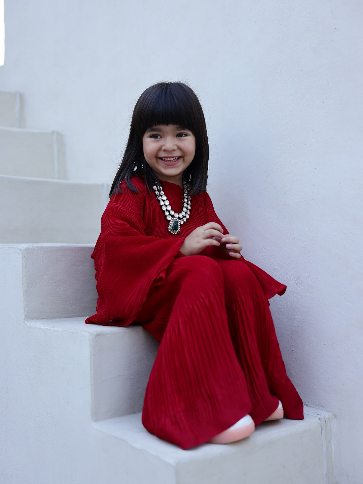 Sale Red Pleated Skirt Top