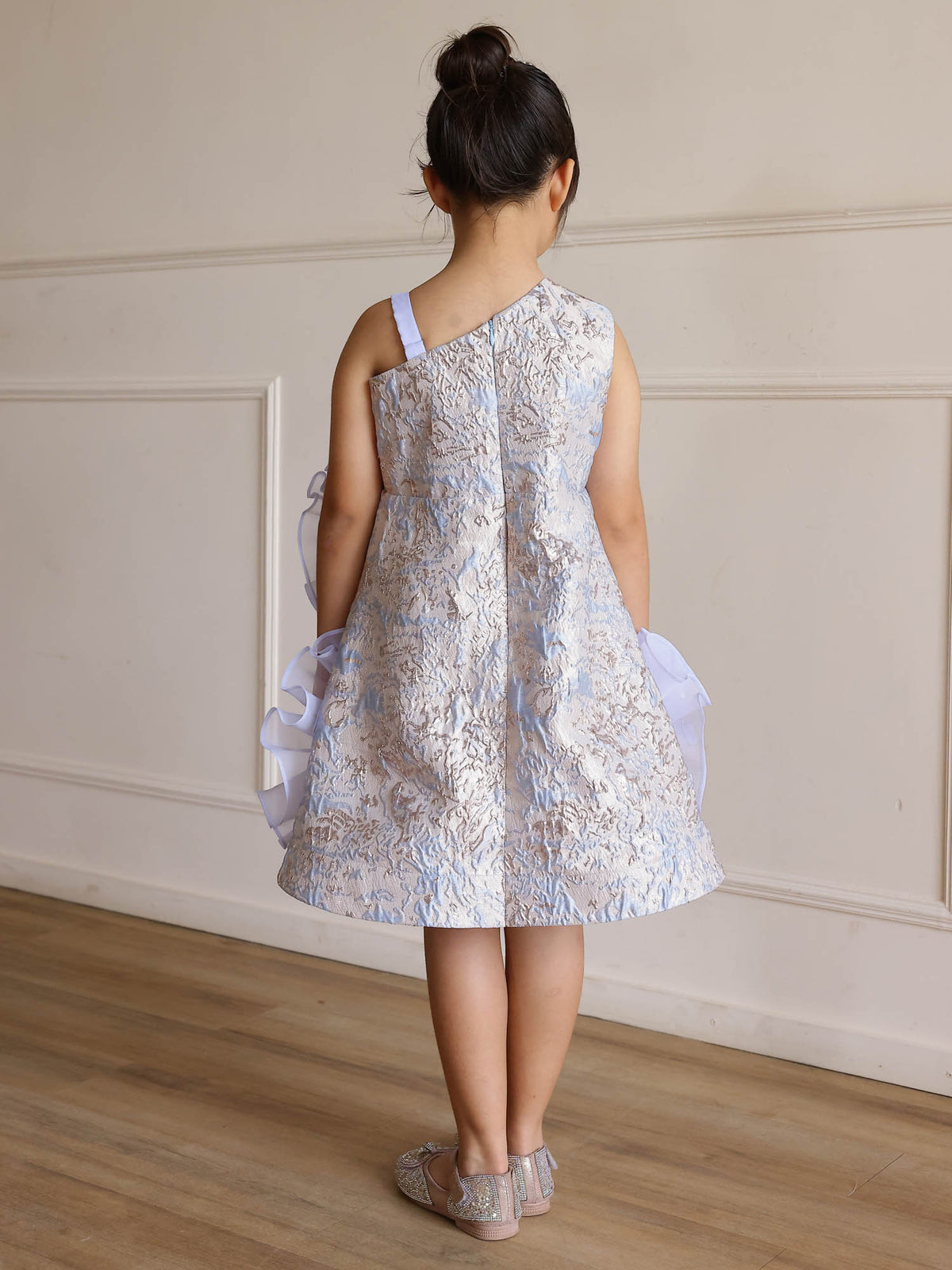 Girls Belle's Grace Jacquard One Shoulder Dress