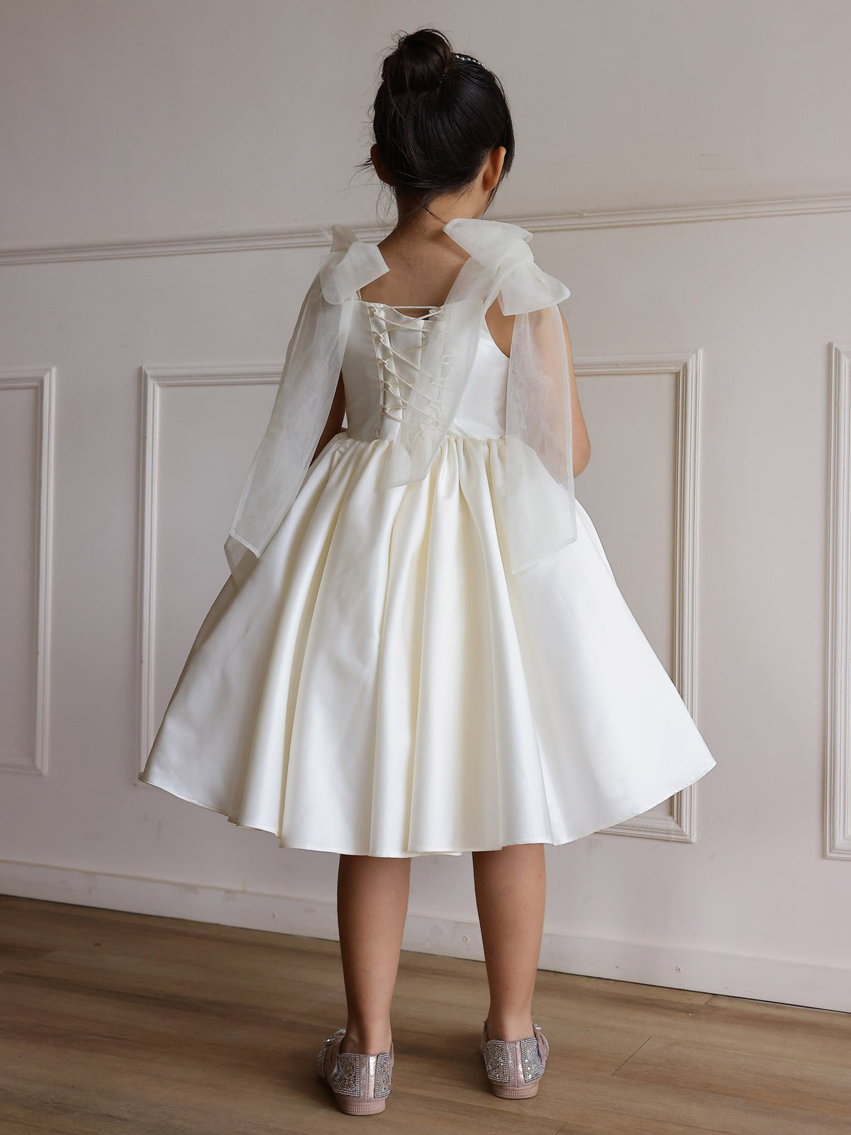 Whimsy Off-White Flower Girl Dress with Butterflies