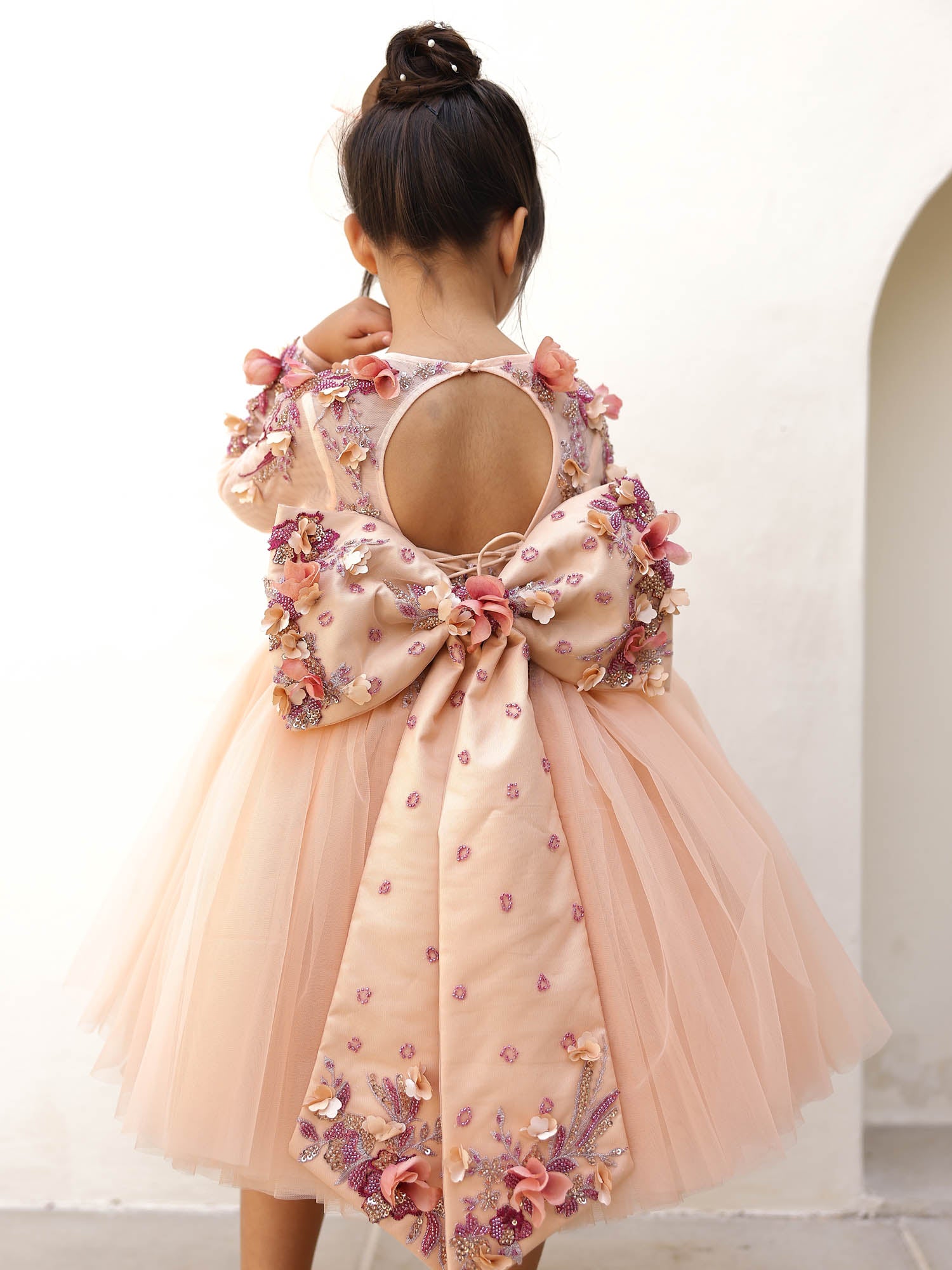 JANYAS CLOSET Seraphina Peach Couture Dress