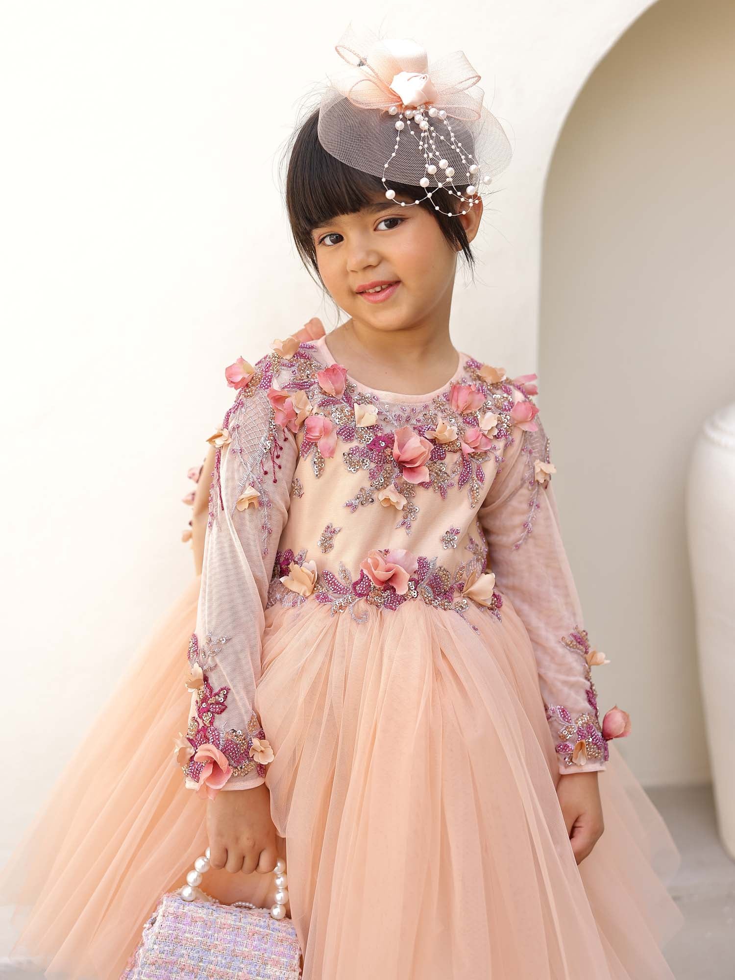 JANYAS CLOSET Seraphina Peach Couture Dress