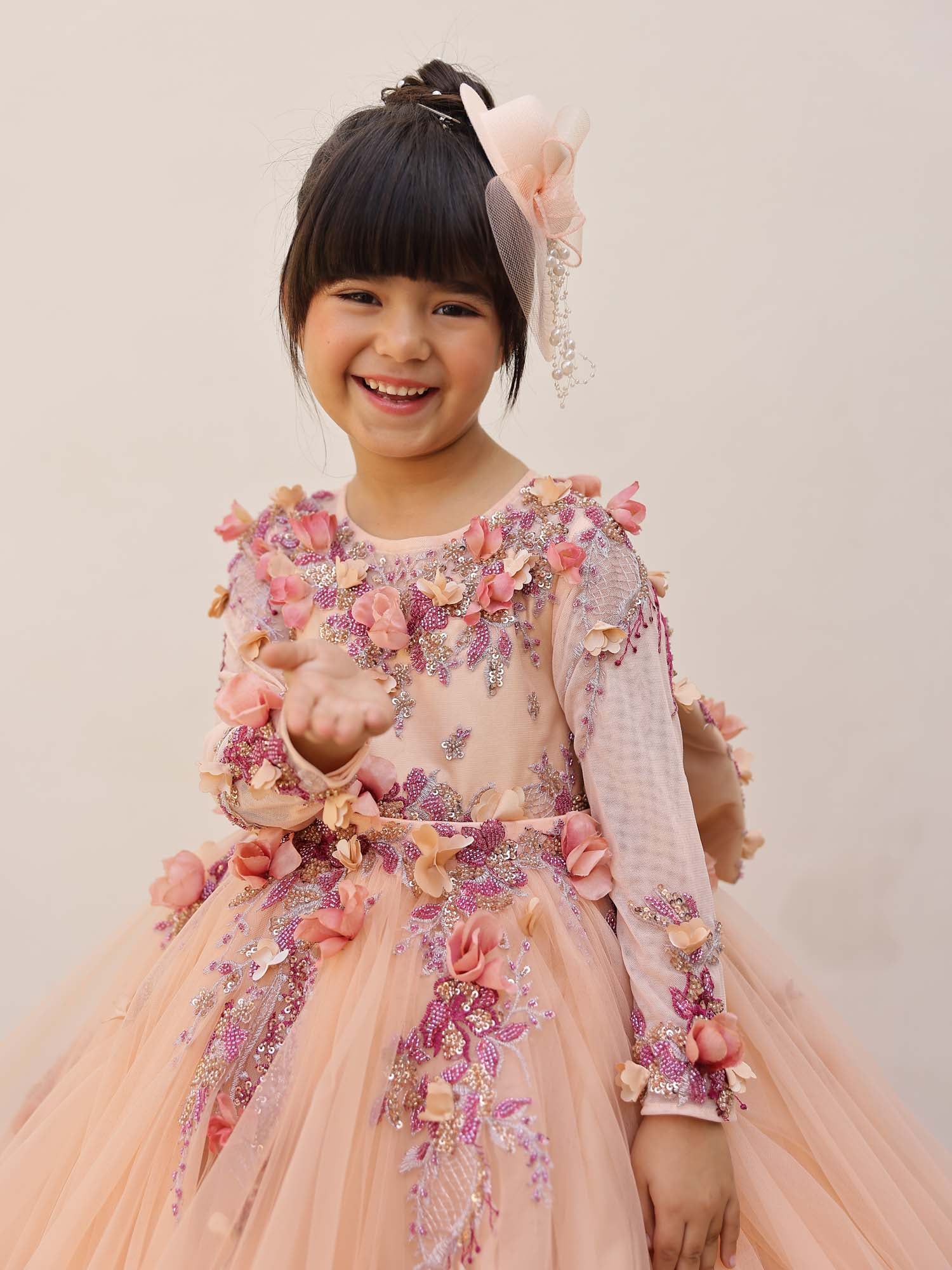 JANYAS CLOSET Seraphina Peach Couture Gown