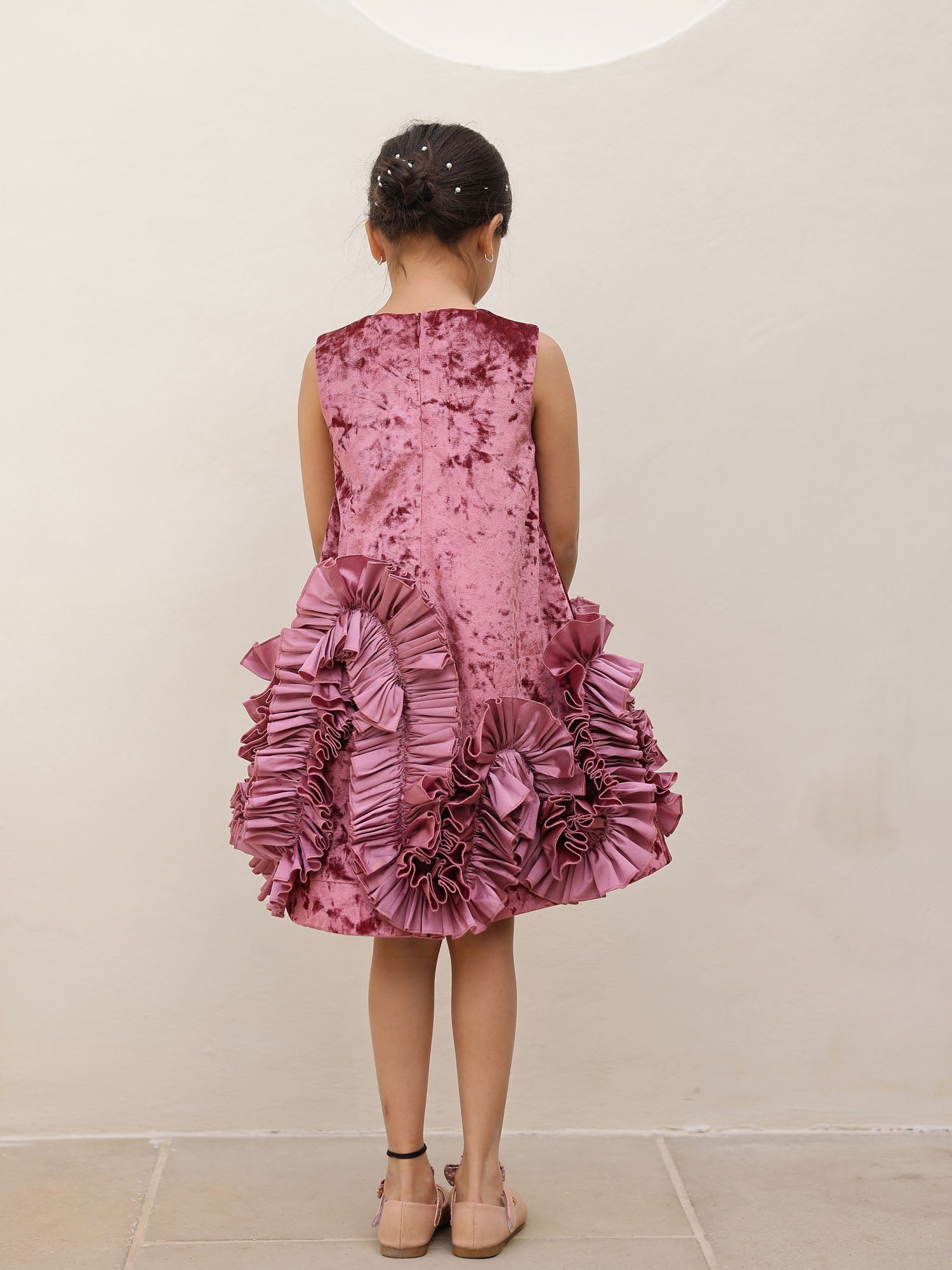 JANYAS CLOSET Sale Mauve Velvet Ruffle Dress