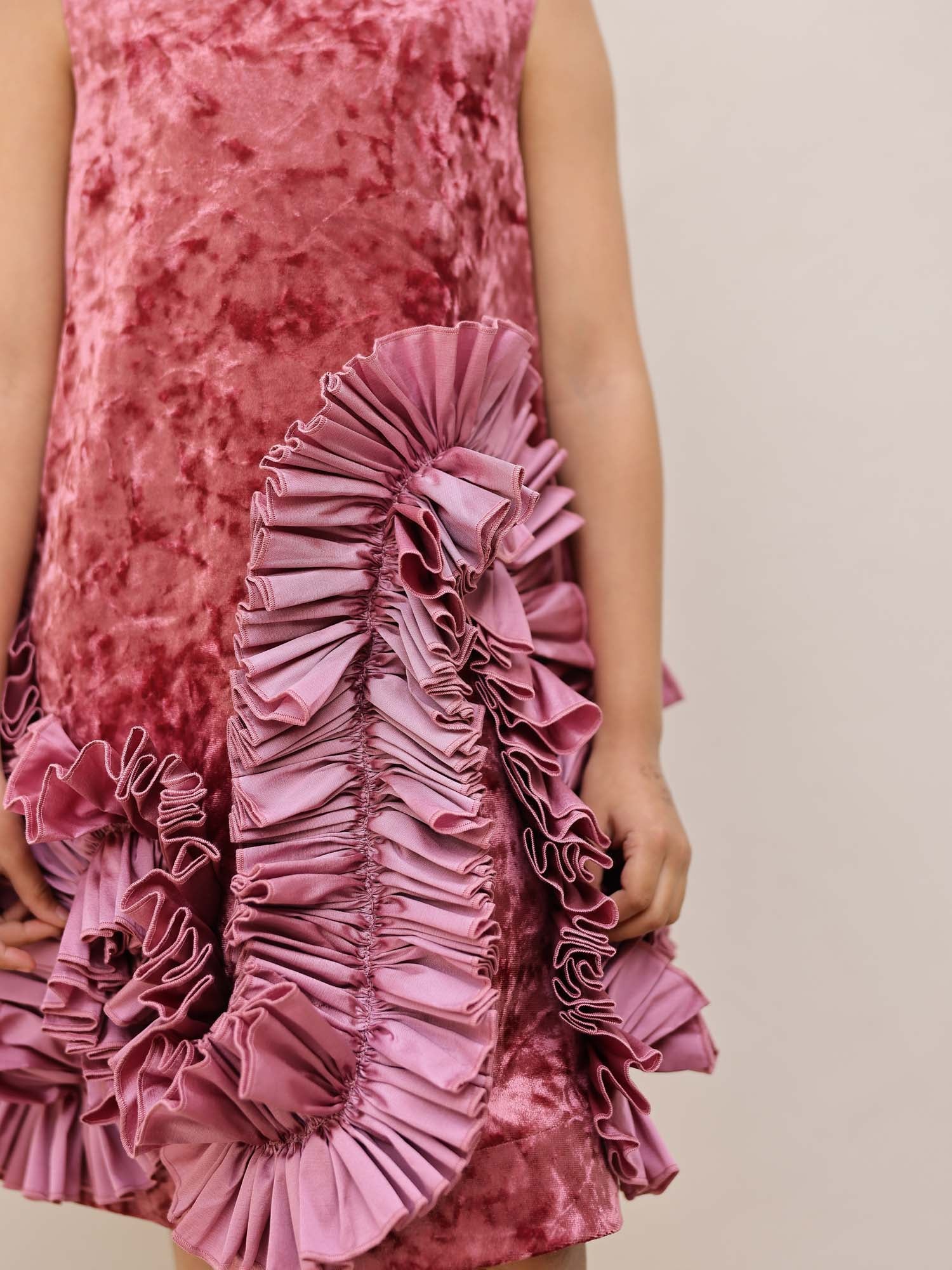 JANYAS CLOSET Sale Mauve Velvet Ruffle Dress