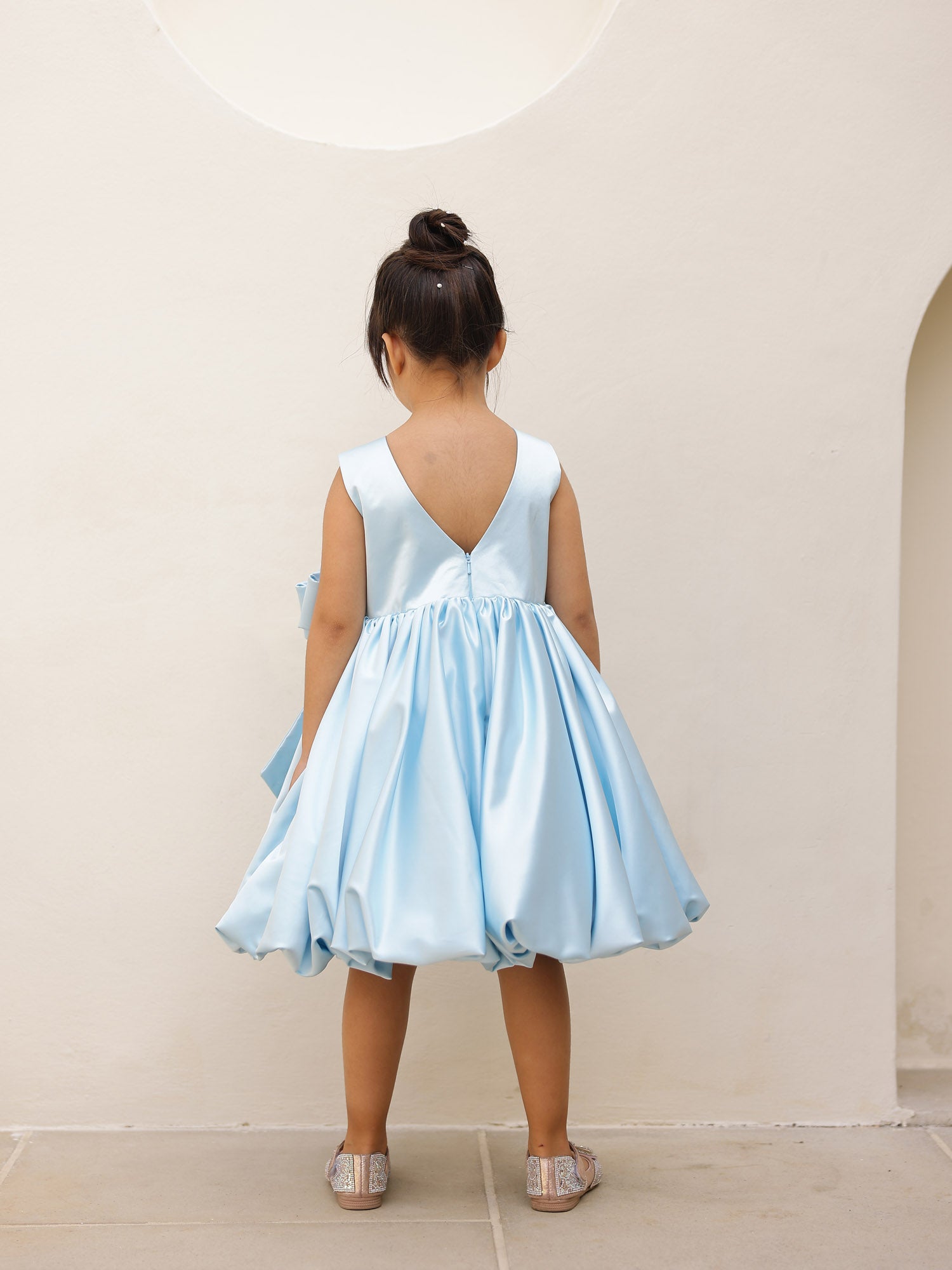 JANYAS CLOSET Ice blue Frozen Frost Bow Party Dress