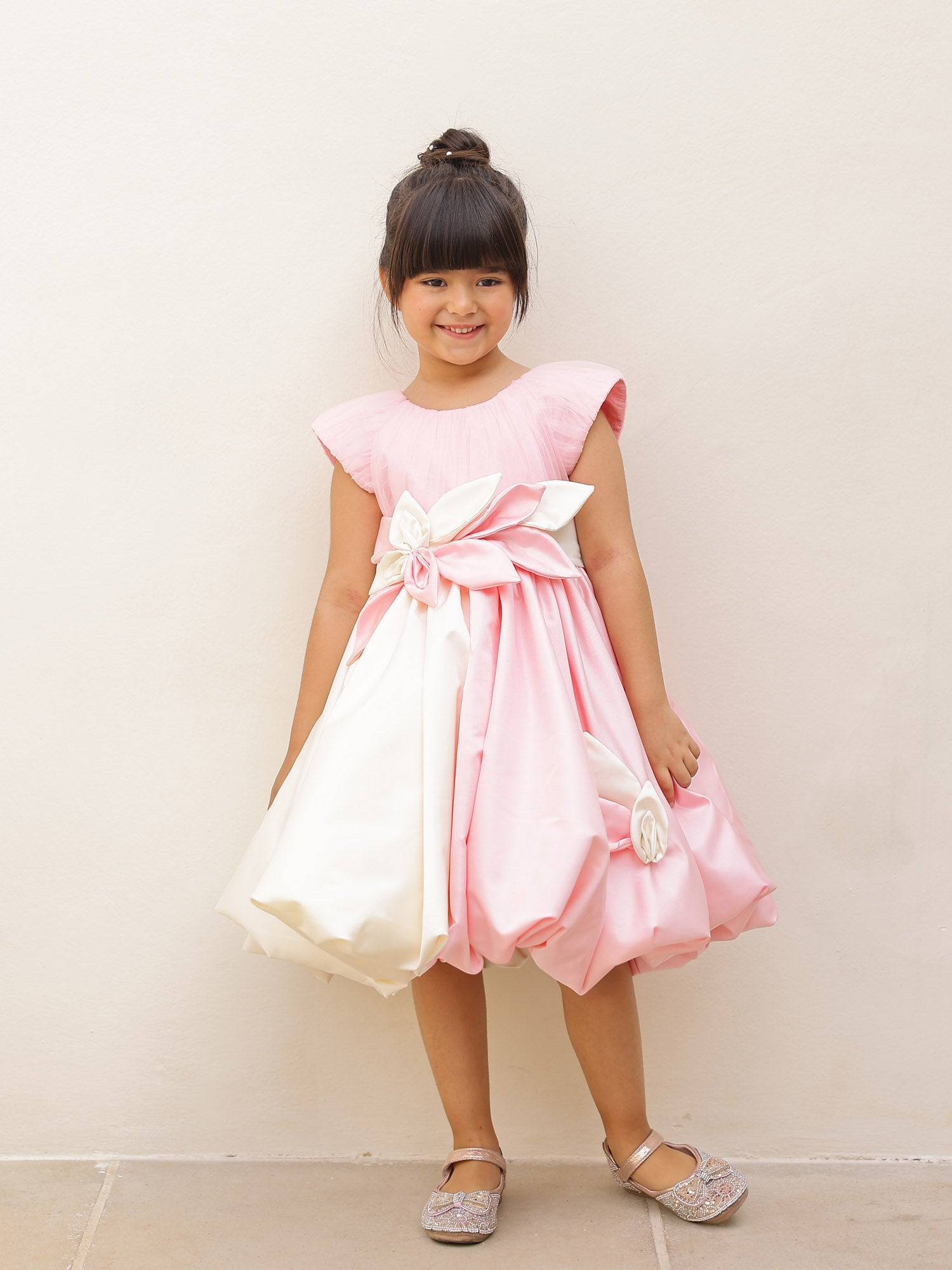 JANYAS CLOSET Pink White Manila Flower Dress