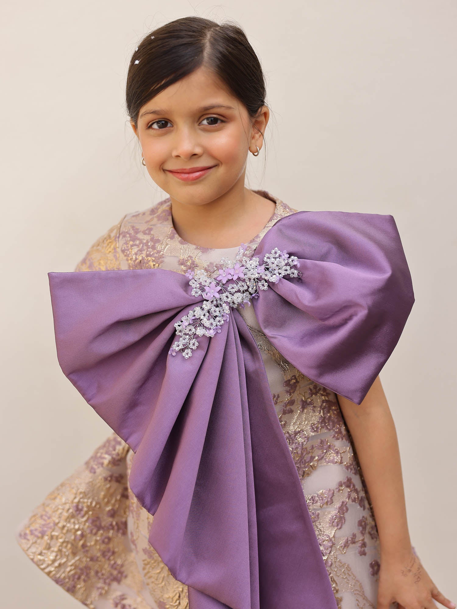 JANYAS CLOSET Royal Violet Bow Party Dress