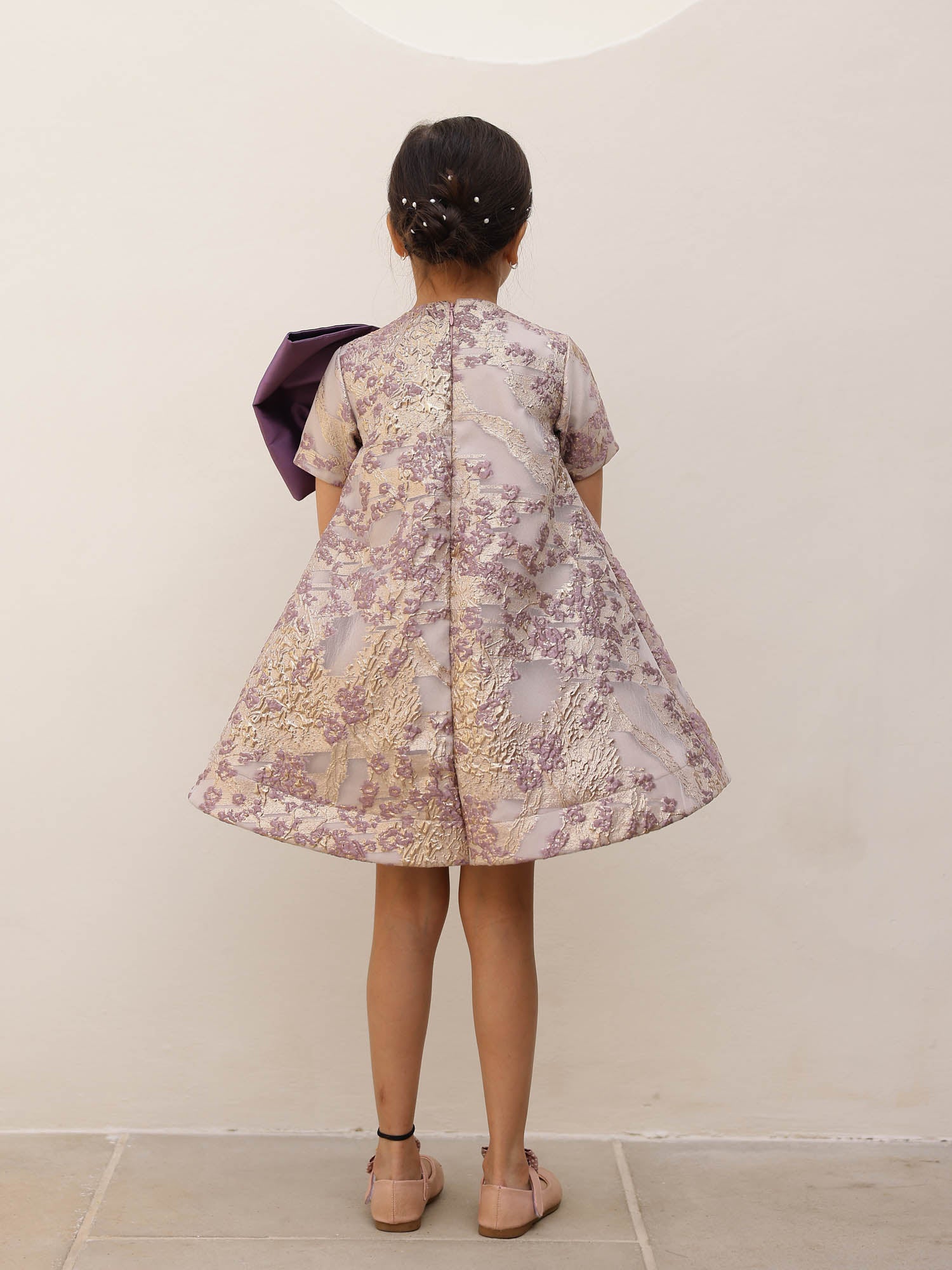 JANYAS CLOSET Royal Violet Bow Party Dress