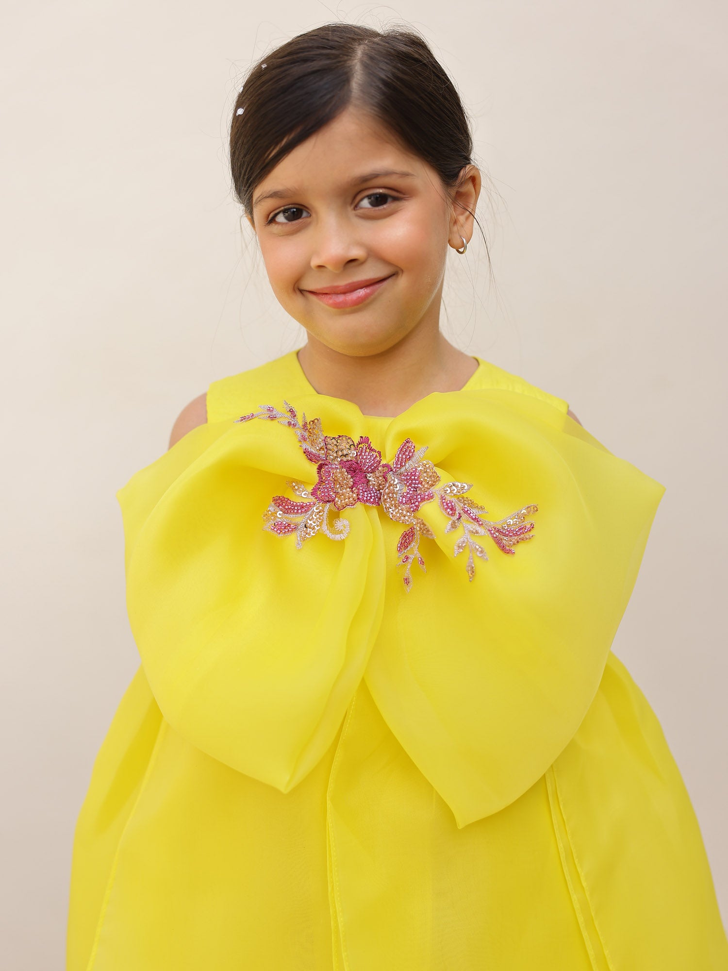 Yellow Floral Bow Dress