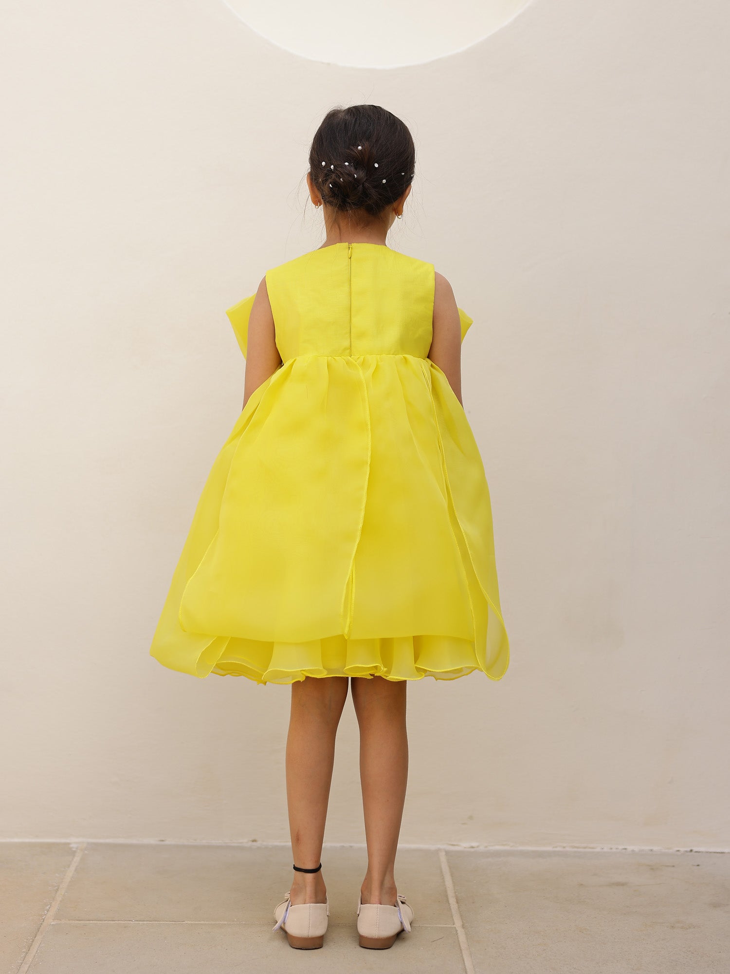 Yellow Floral Bow Dress