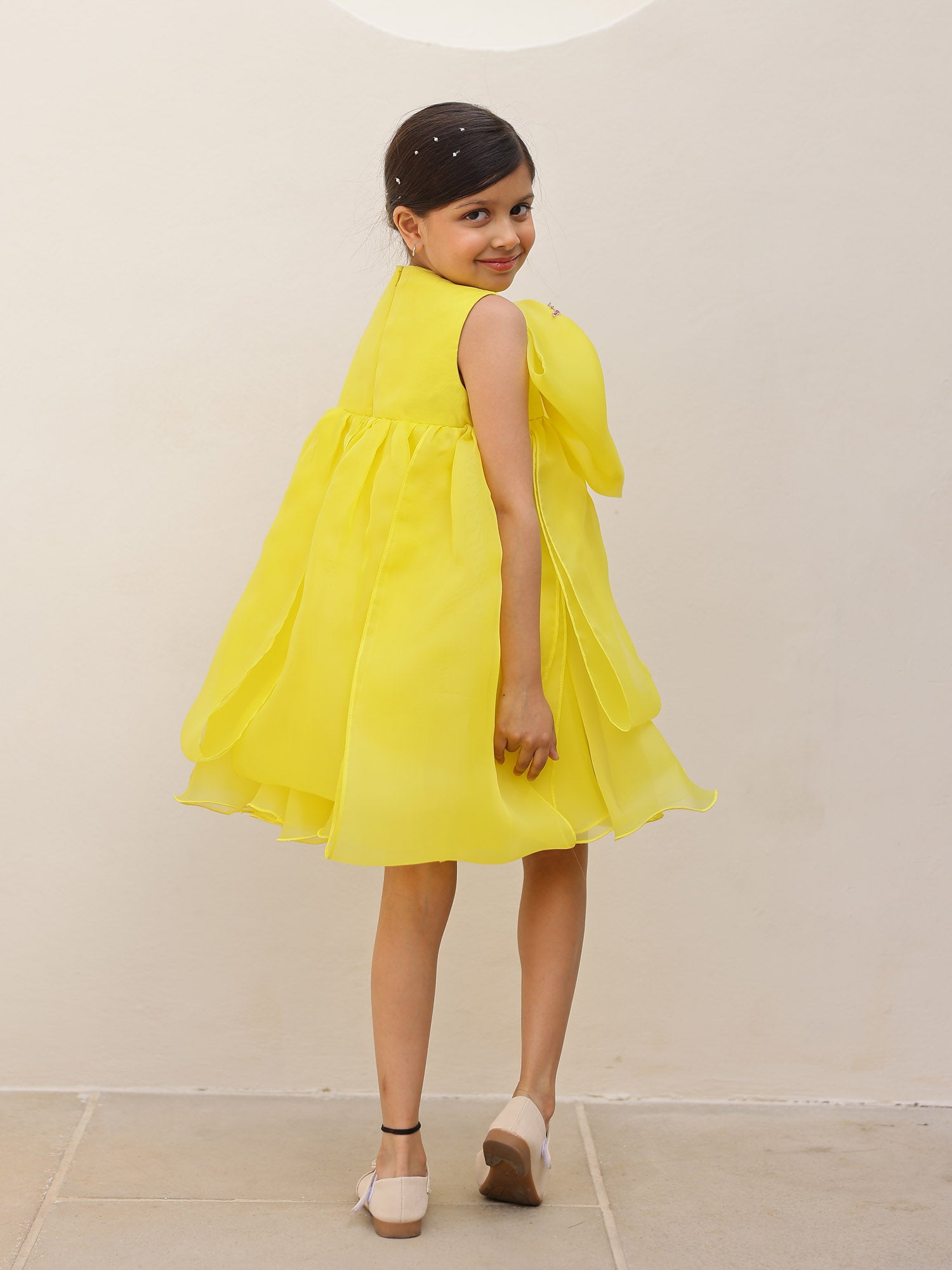 Yellow Floral Bow Dress