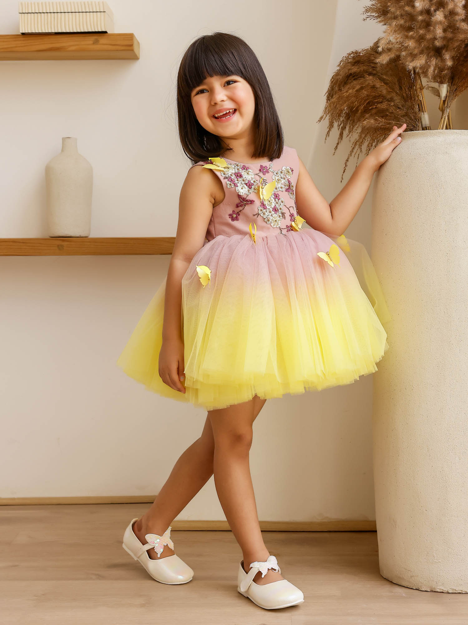 Sample JANYAS CLOSET: Yellow Shaded Dress with Convertible Drape
