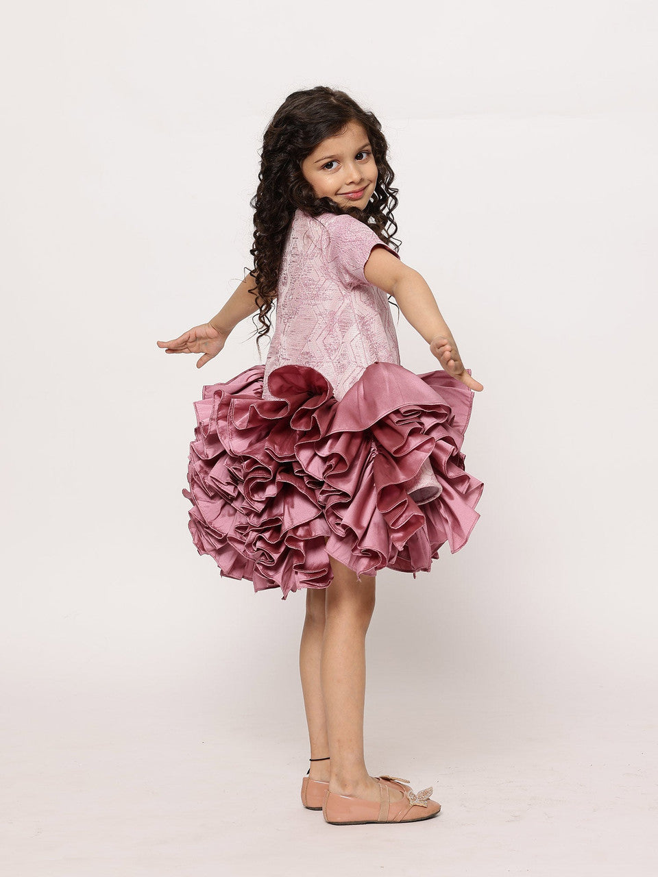 Sample JANYAS CLOSET  Mauve Majestic Tulle Dream Dress With Hair Pin*