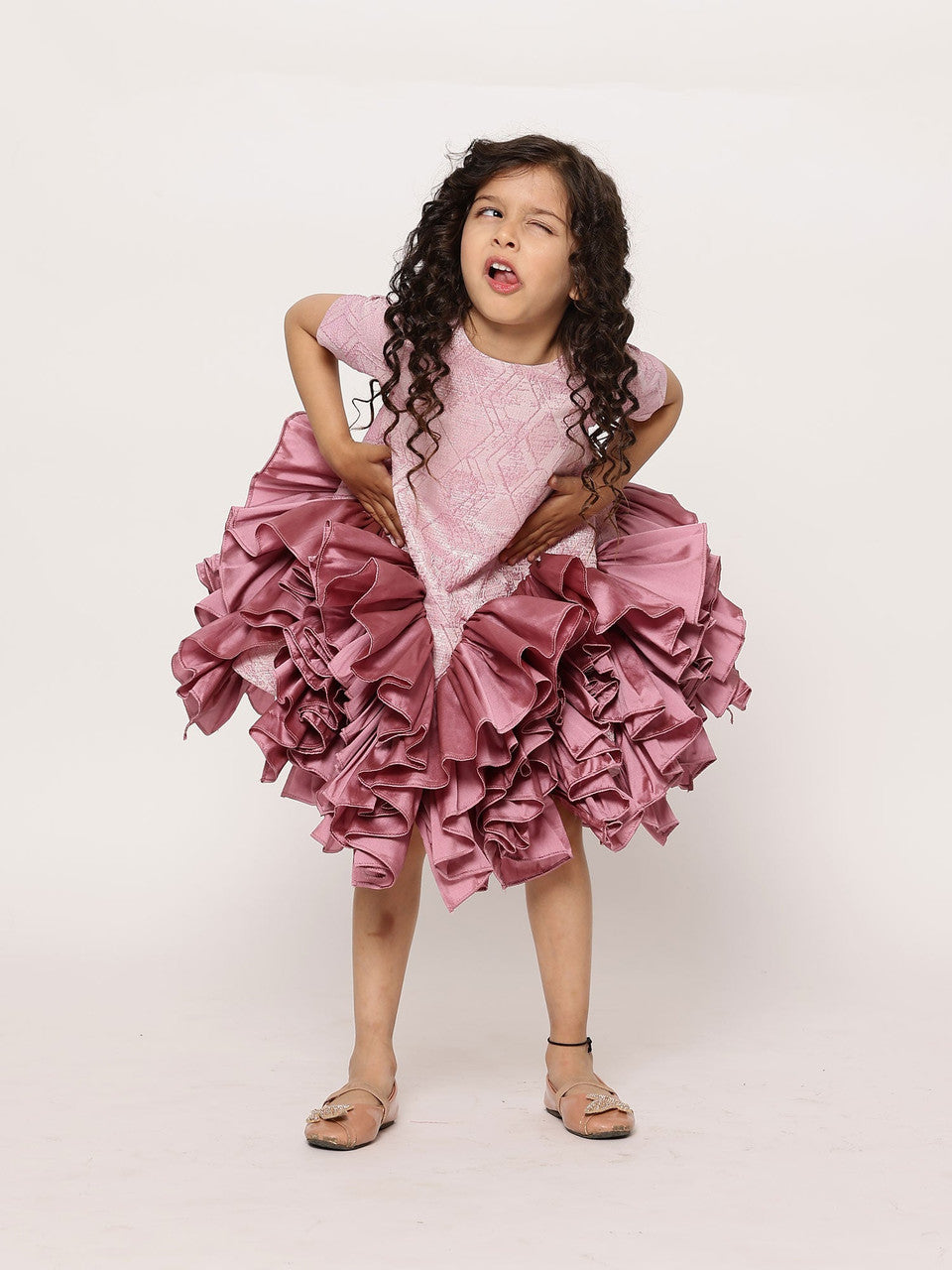 Sample JANYAS CLOSET  Mauve Majestic Tulle Dream Dress With Hair Pin*