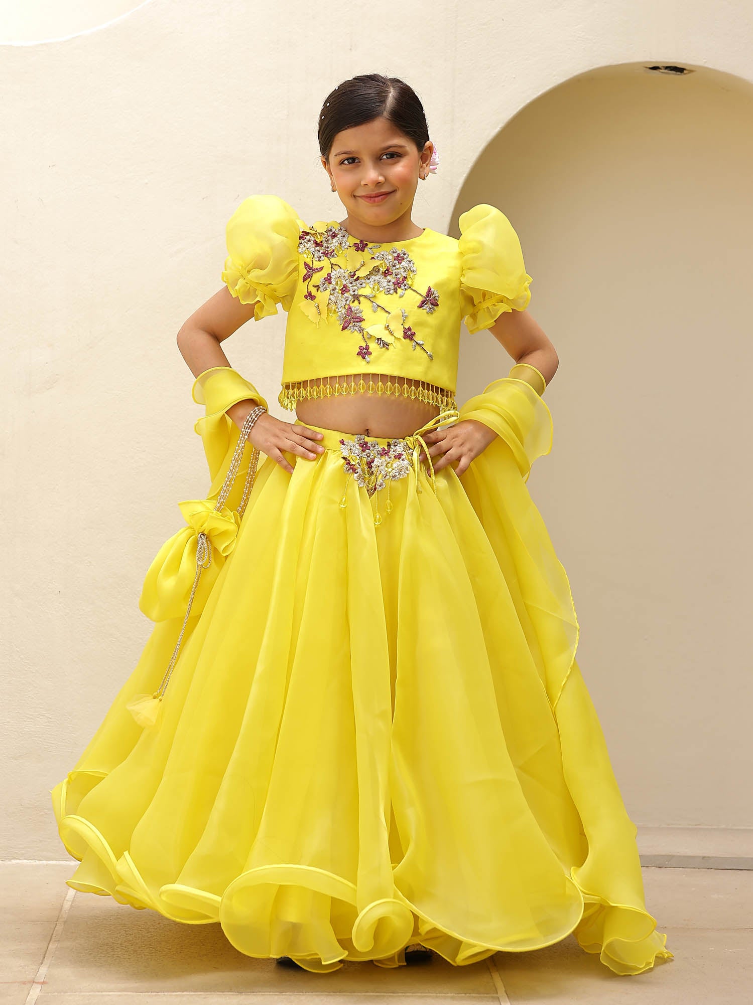 Yellow Embroidered Festive Lehenga Set