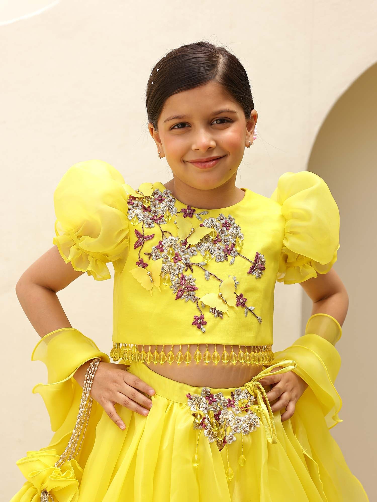 Yellow Embroidered Festive Lehenga Set