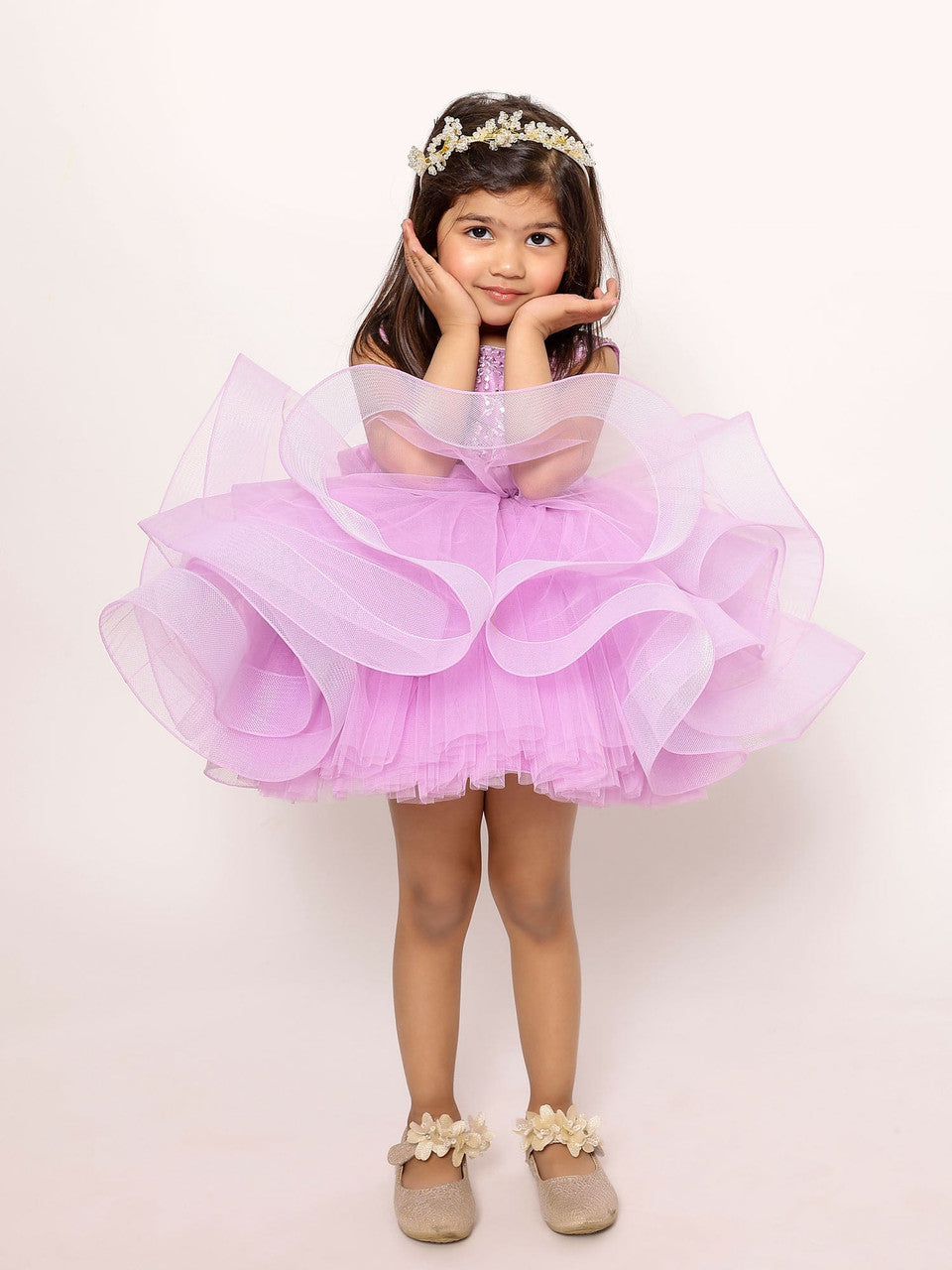 JANYAS CLOSET Lavender Tulle Uneven Dress