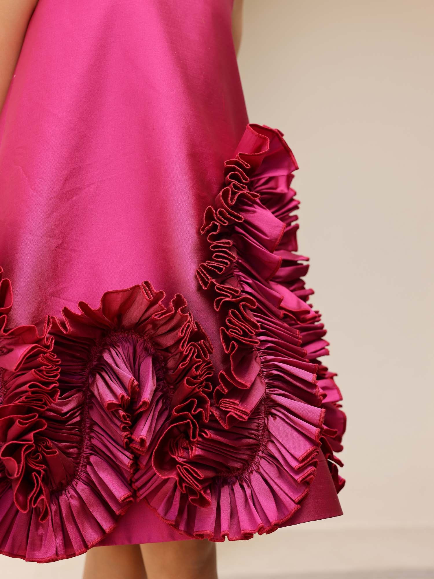 Aurelia Wine Taffeta Ruffle Dress