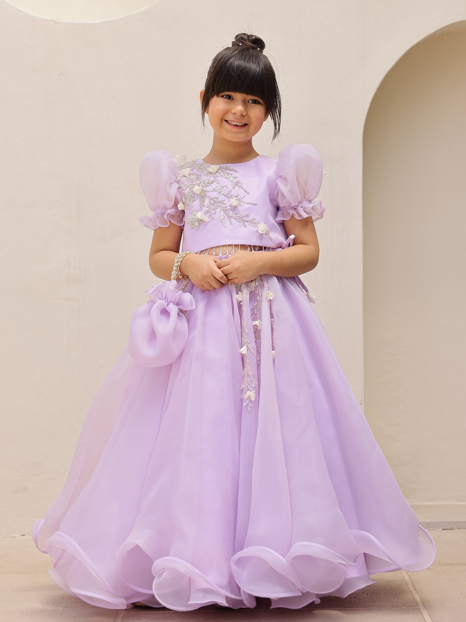 Lavender Embroidered Festive Lehenga Set