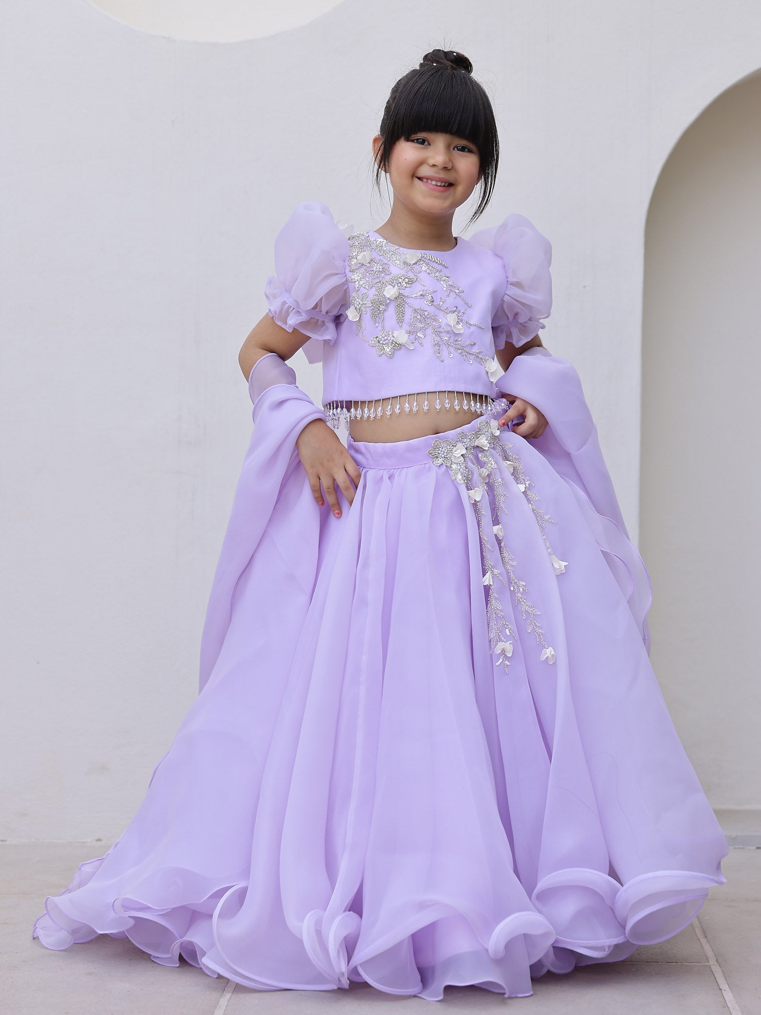 Lavender Embroidered Festive Lehenga Set