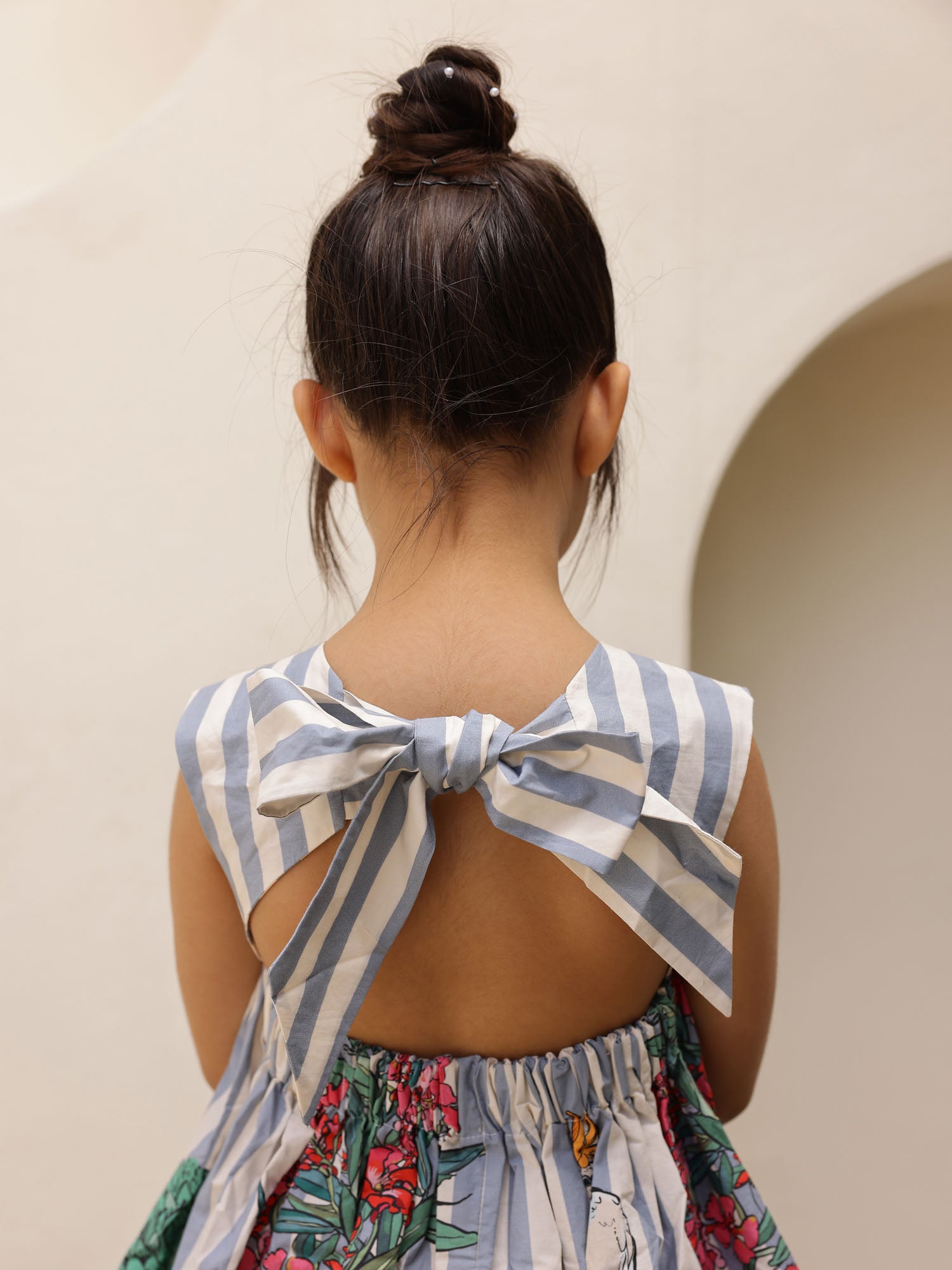 JANYAS CLOSET Stripe Jungle Floral Cotton Girls Dress