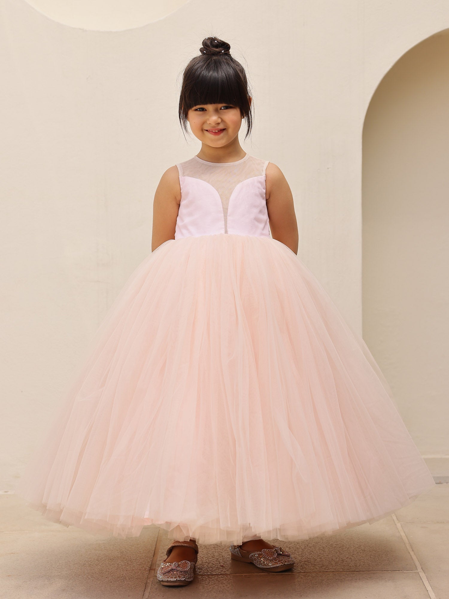 Sample Blush Pink Princess Gown with Detachable Drape