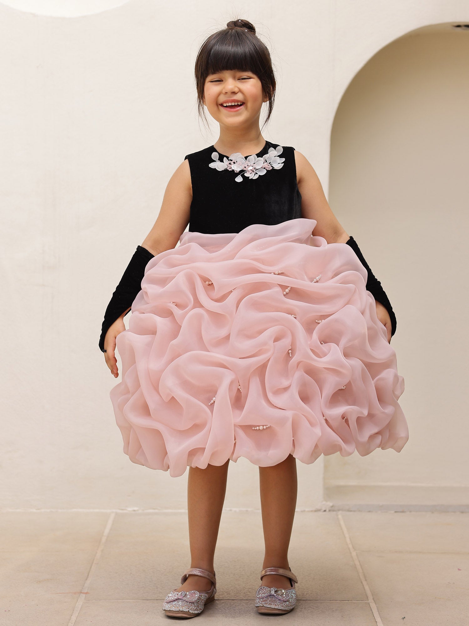 Velvet Mauve Tuck Party Dress