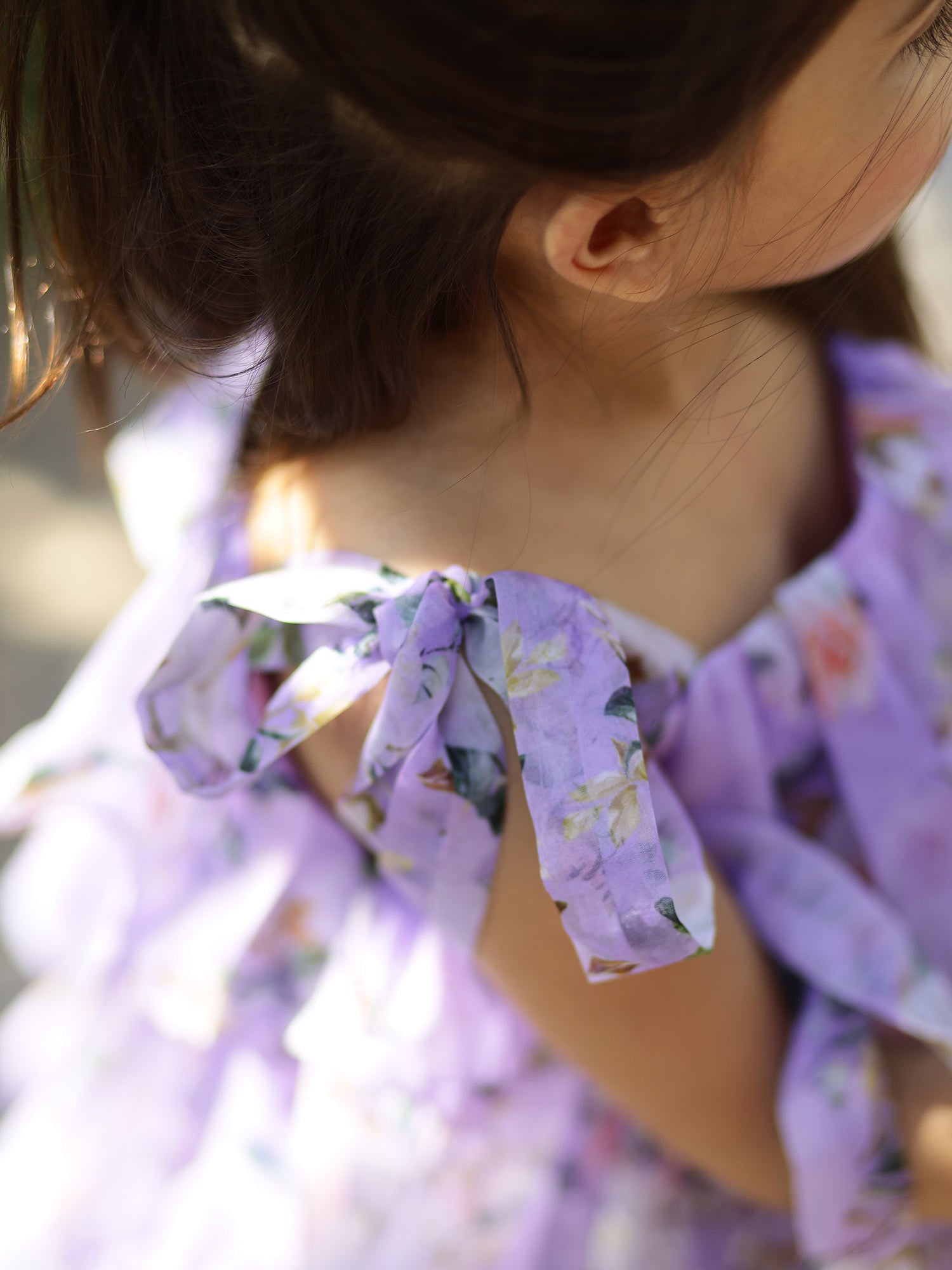 Sale Printed Floral Lavender Party Dress