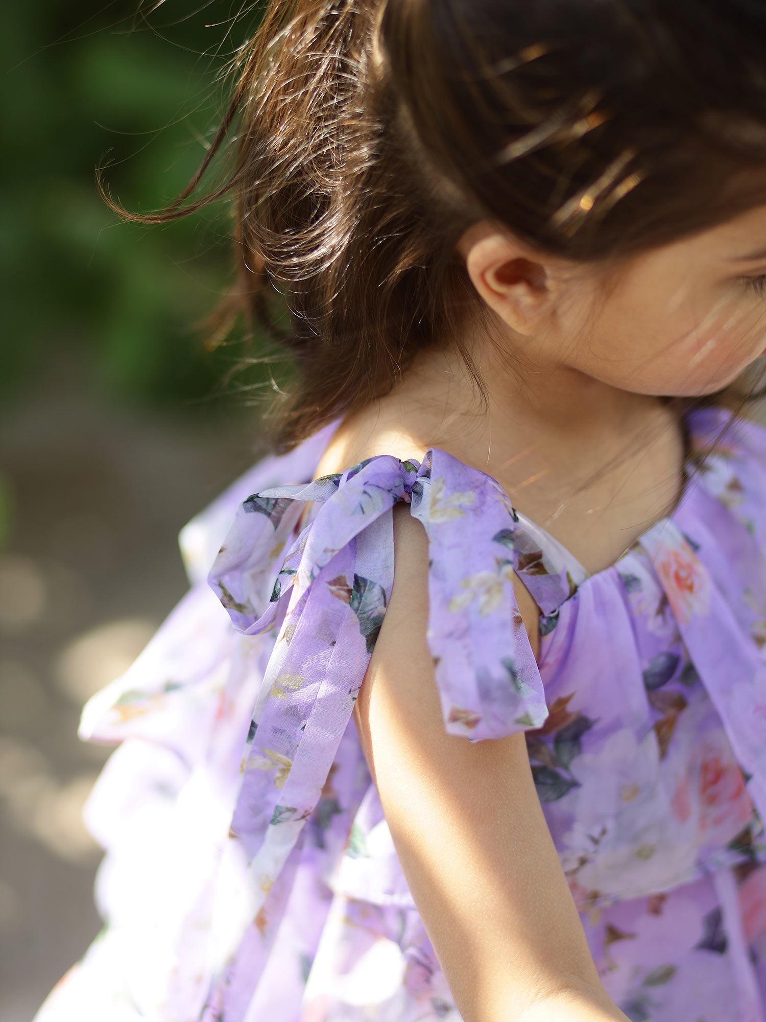 Sale Printed Floral Lavender Party Dress