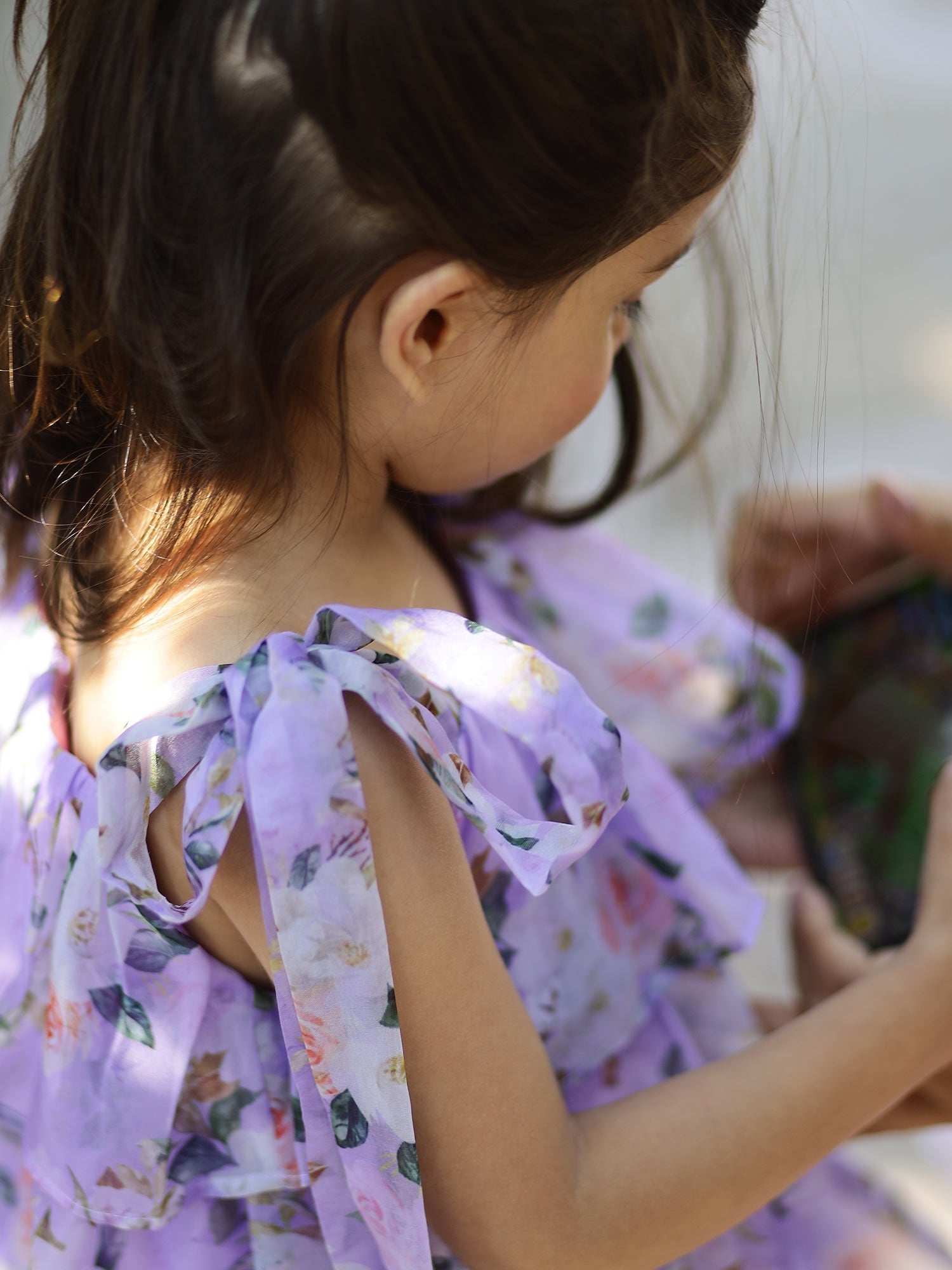 Sale Printed Floral Lavender Party Dress