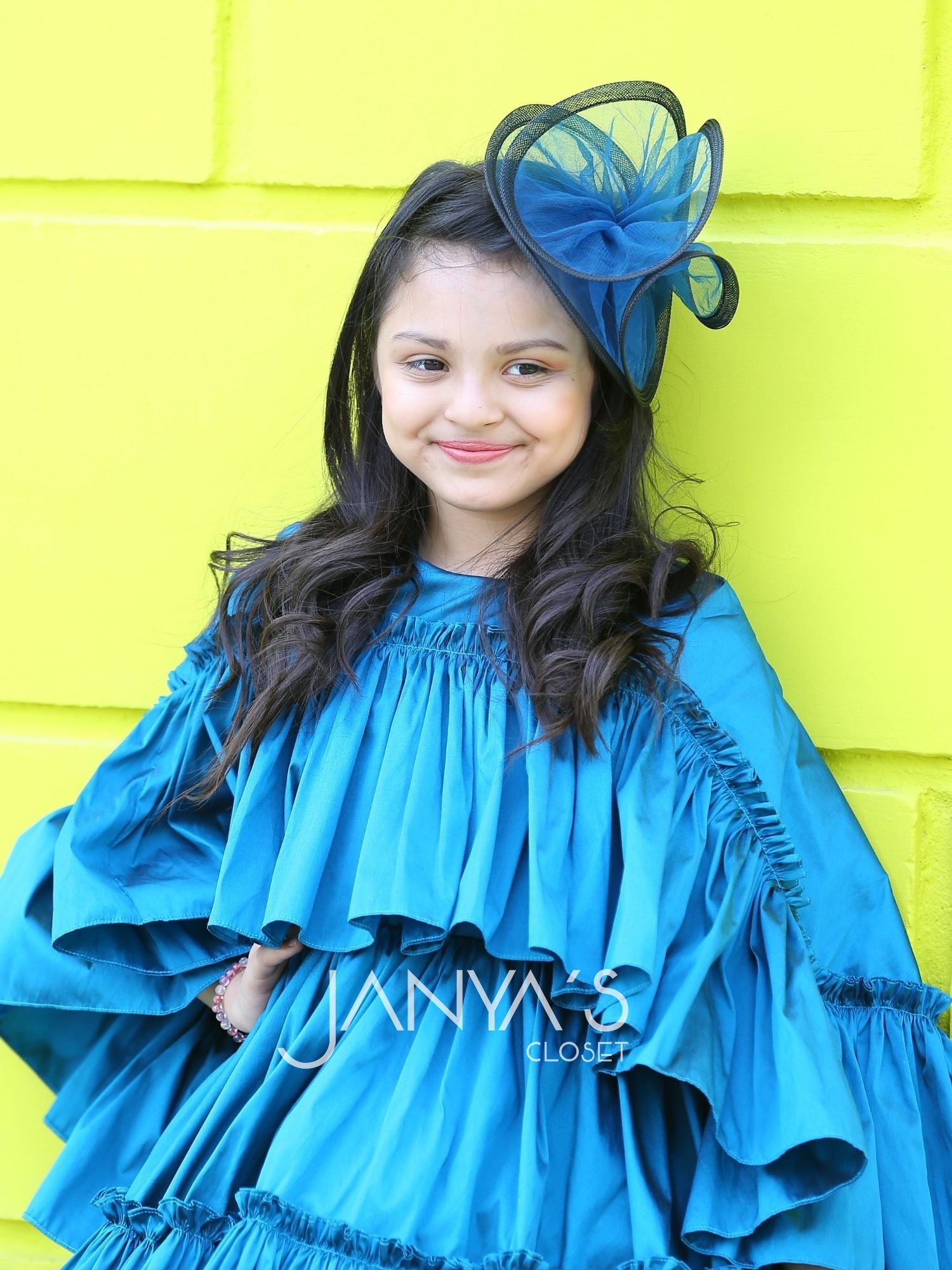 Sample Peacock Blue Cape Dress