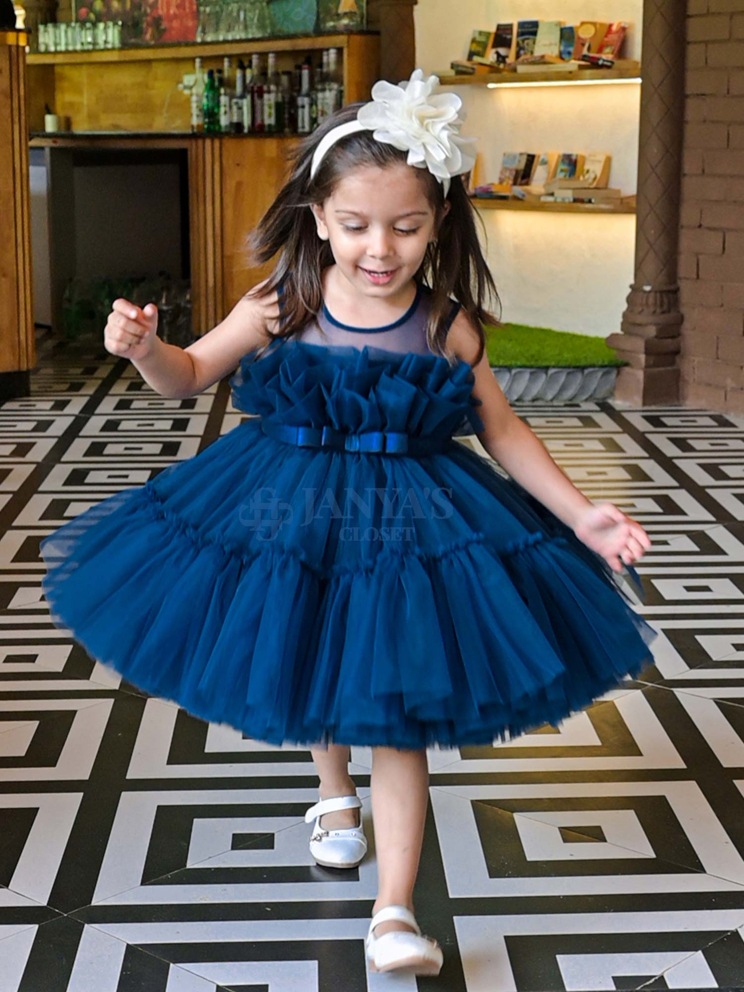 Sample Teal Blue Tiana Dress With Hair Pin *
