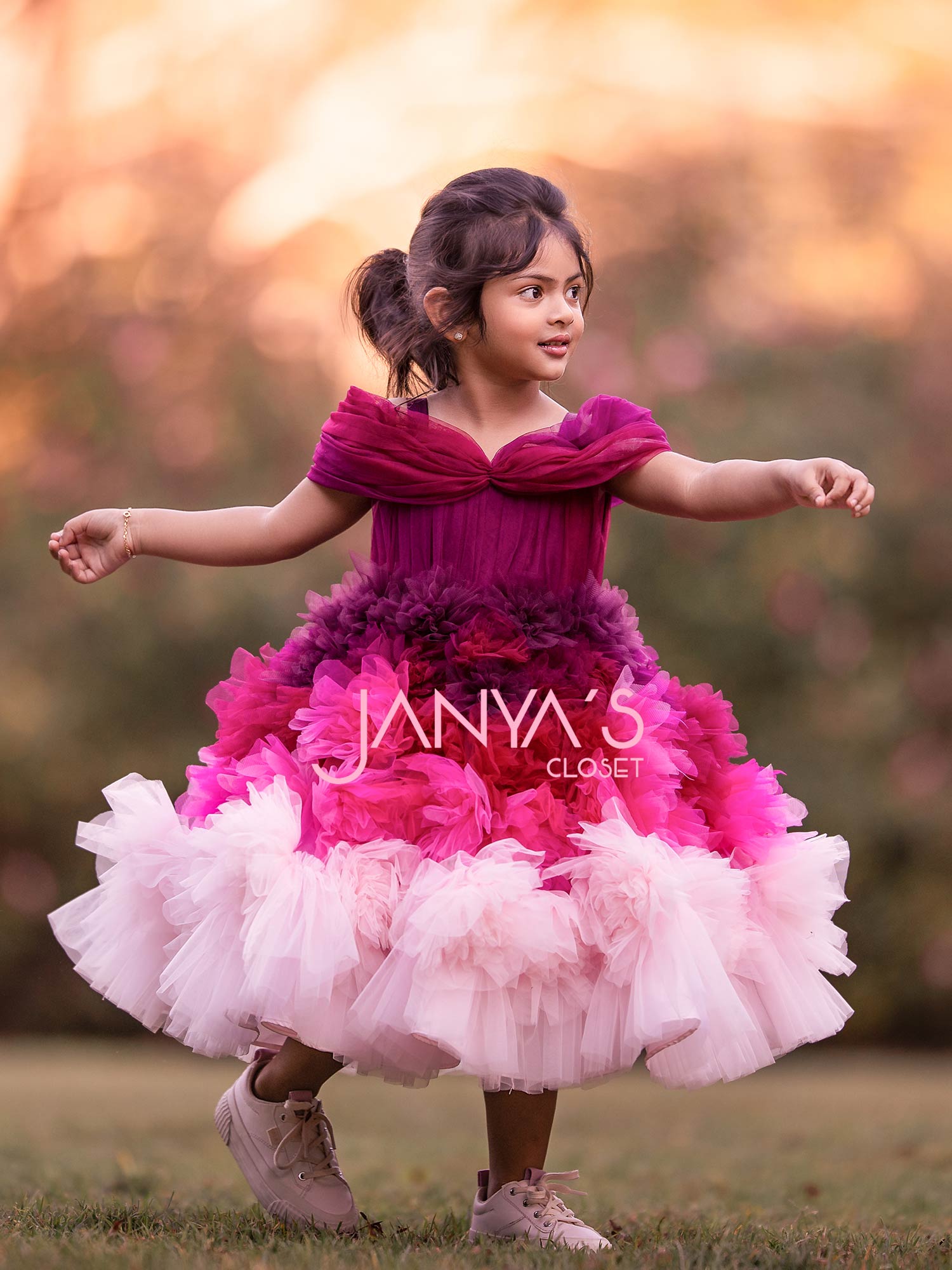 Draped Flower Fantasy Dress With Hair Accessory