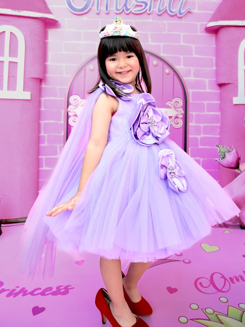 Sample JANYAS CLSOET Lavender Christine Satin Flower Cape Dress
