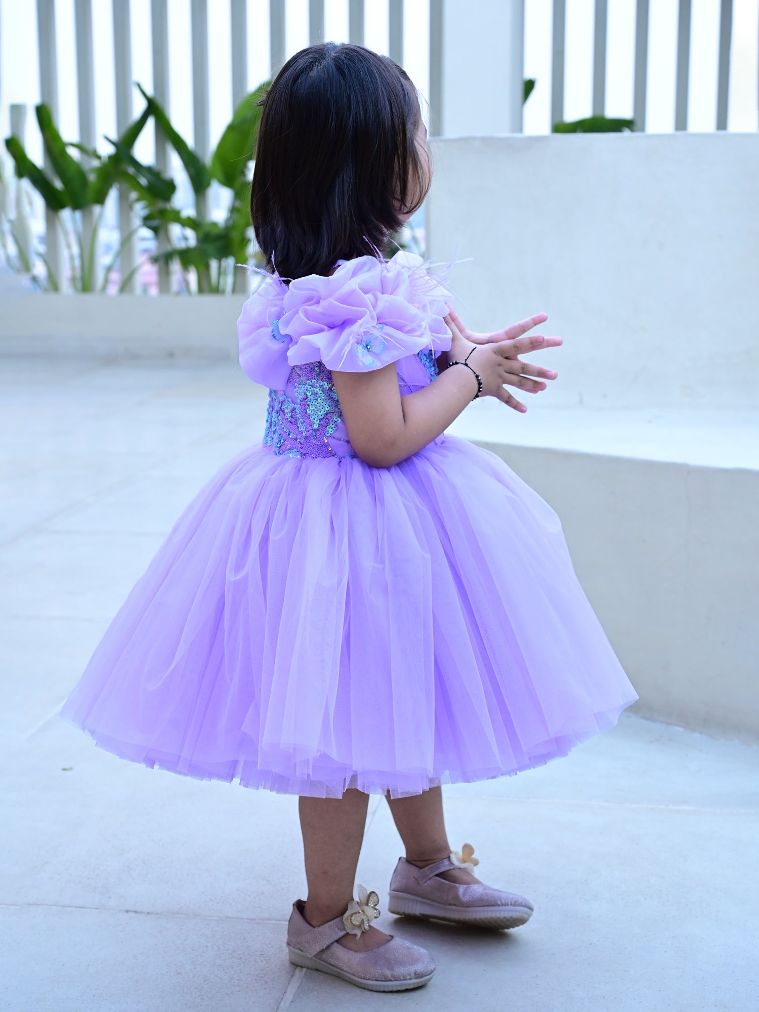 Lavender Mermaid Princess Off-Shoulder Dress