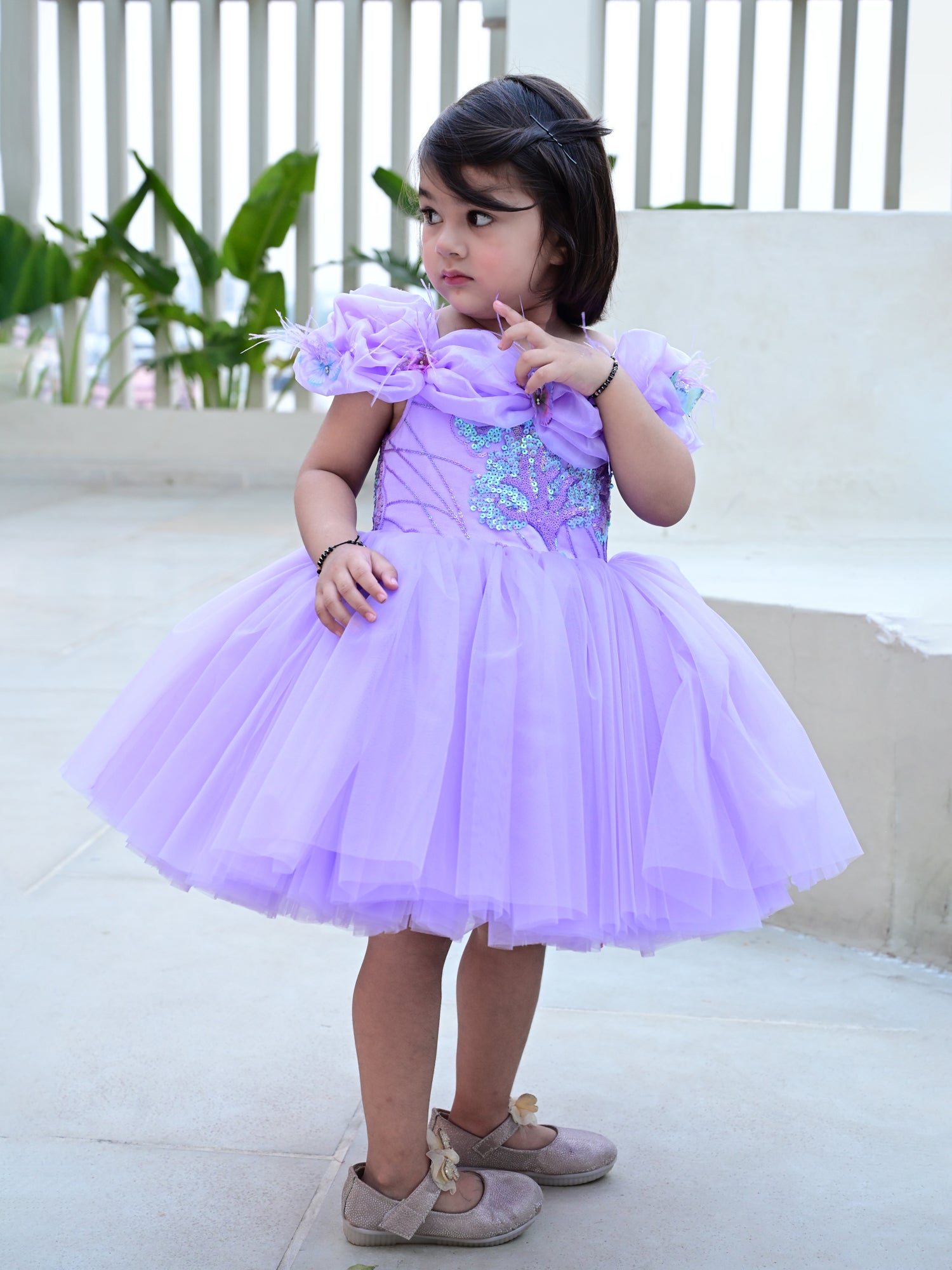 Lavender Mermaid Princess Off-Shoulder Dress