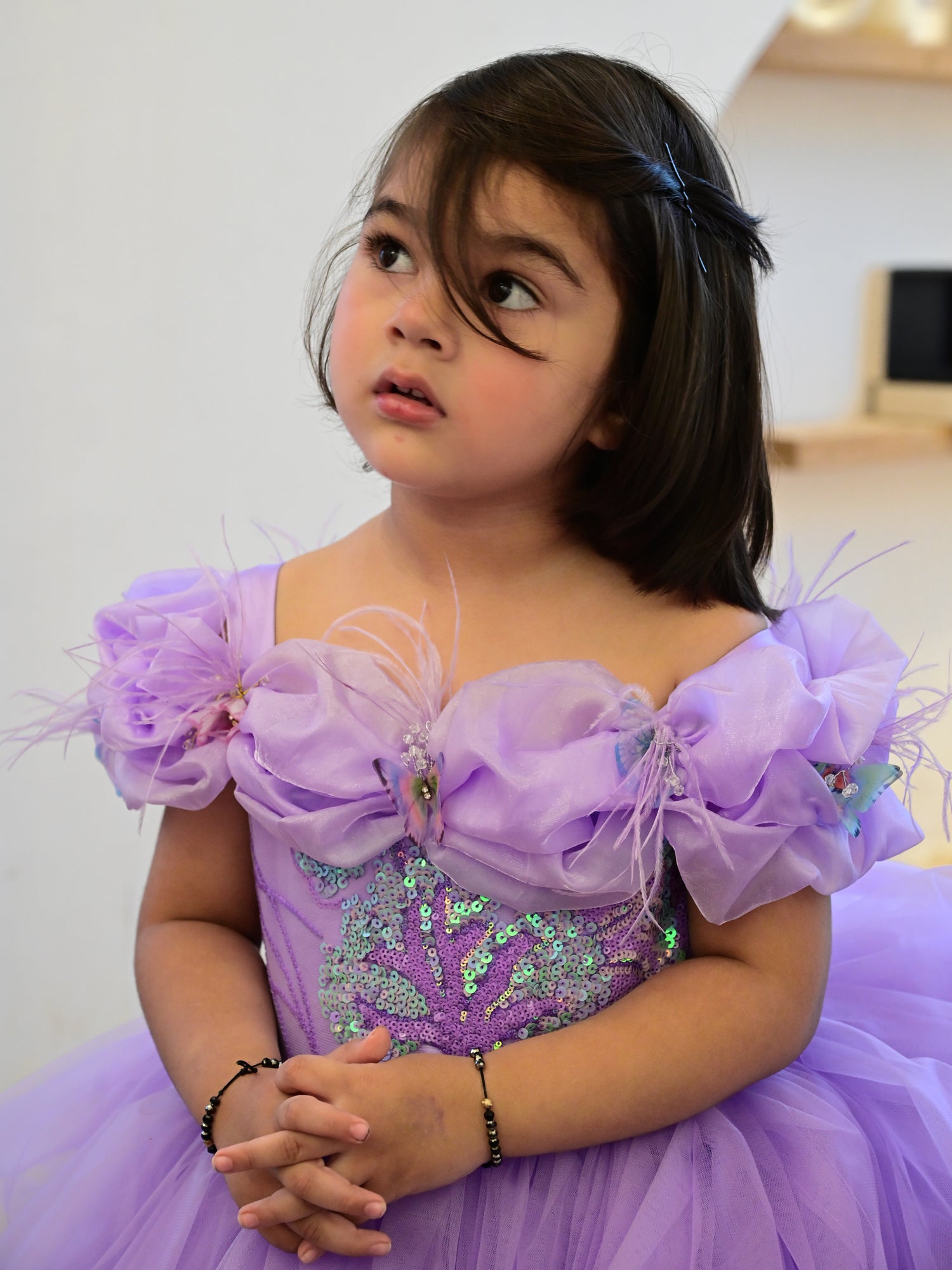 Lavender Mermaid Princess Off-Shoulder Dress
