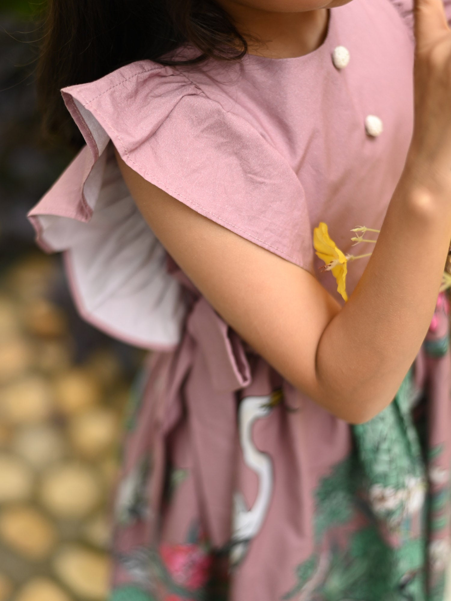 JANYAS CLOSET Mauve Safari Garden Printed Cotton Dress