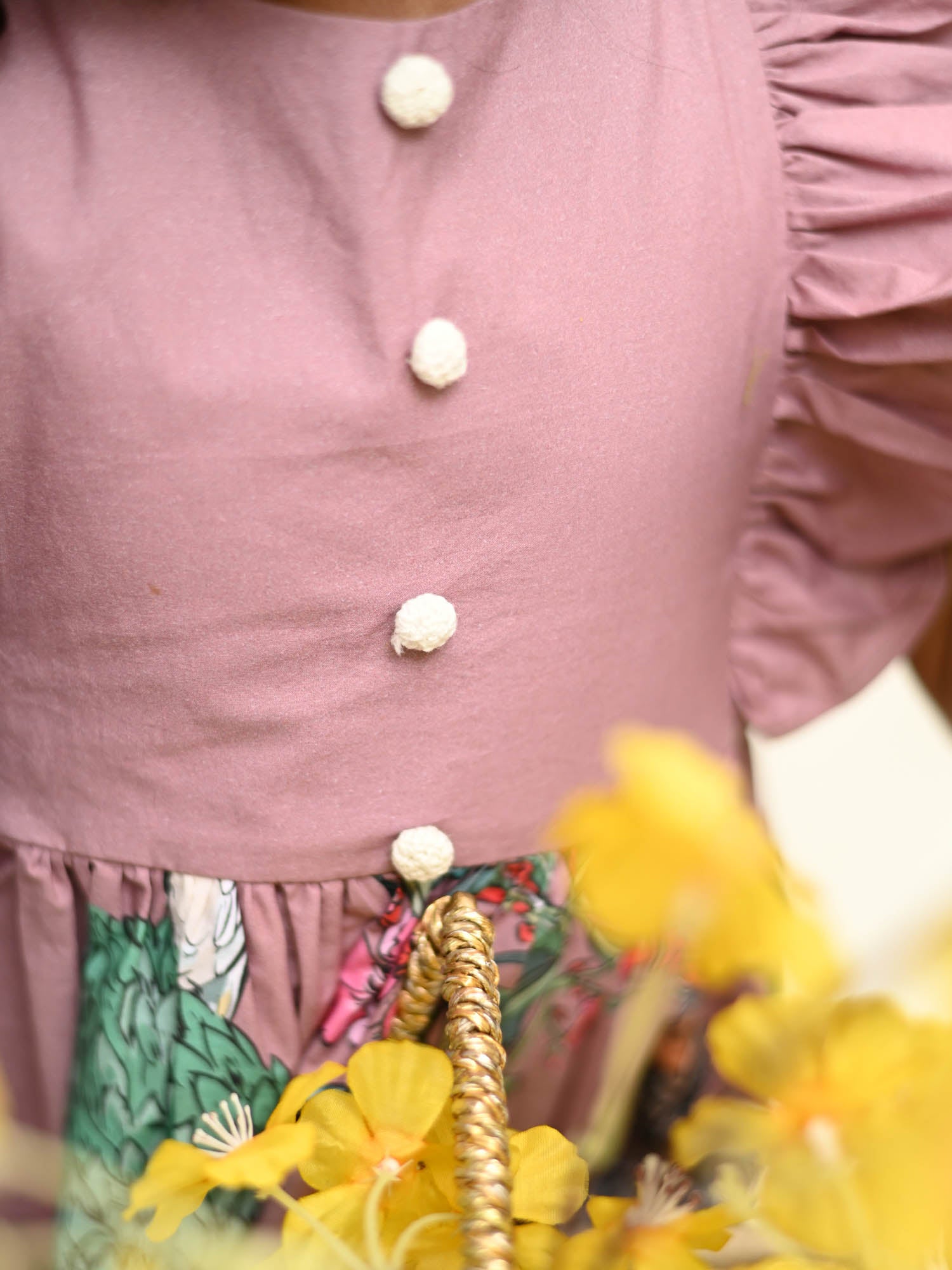 JANYAS CLOSET Mauve Safari Garden Printed Cotton Dress