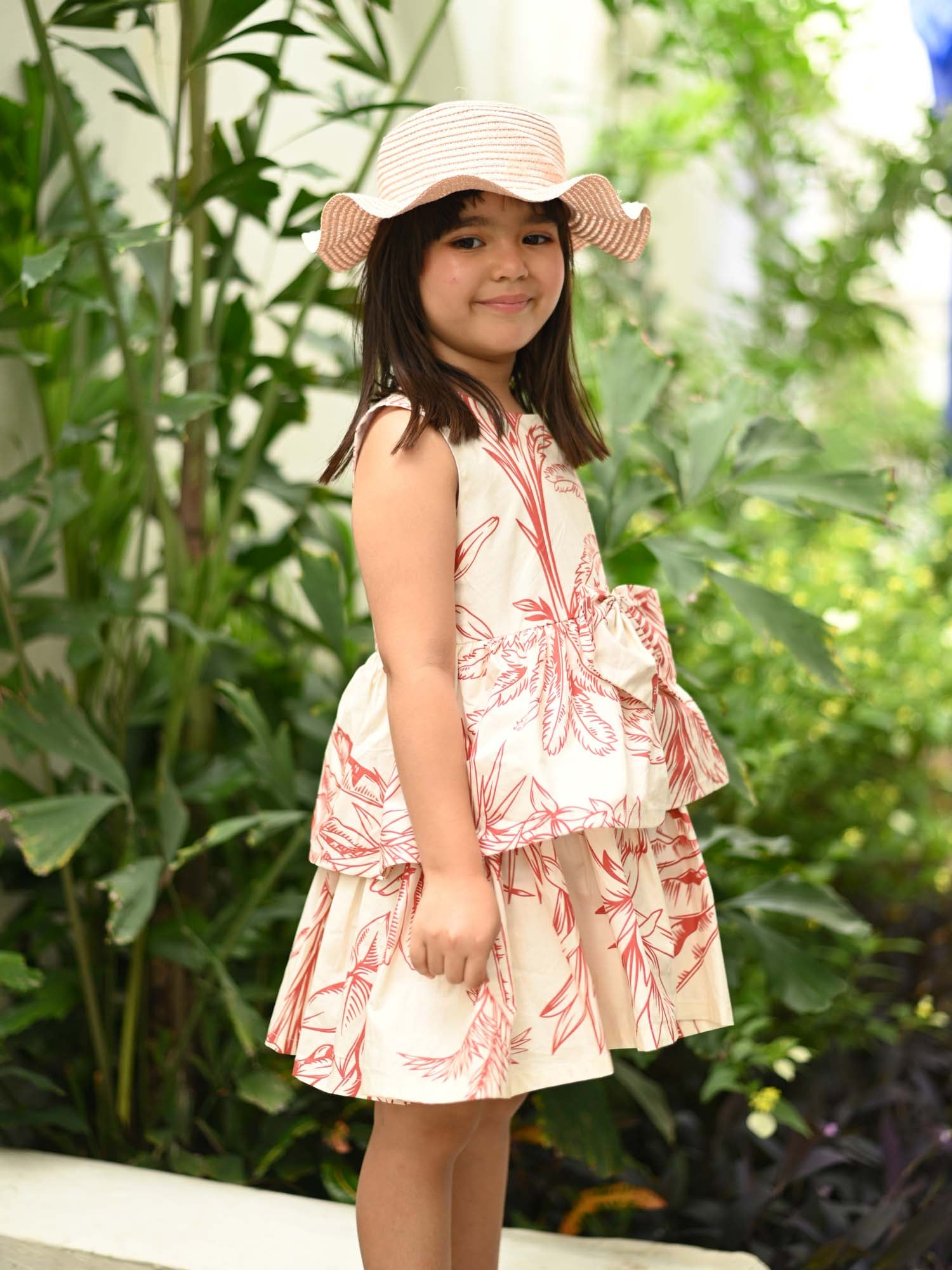 JANYAS CLOSET Tropical Breeze Cotton Dress with Bow