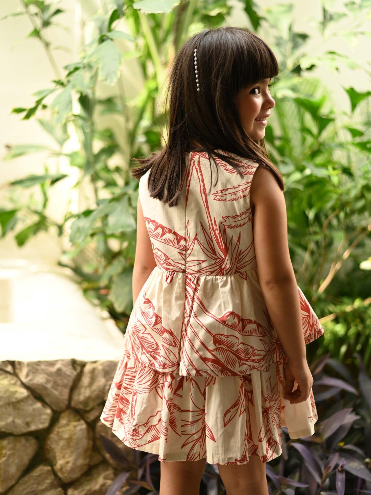 JANYAS CLOSET Tropical Breeze Cotton Dress with Bow