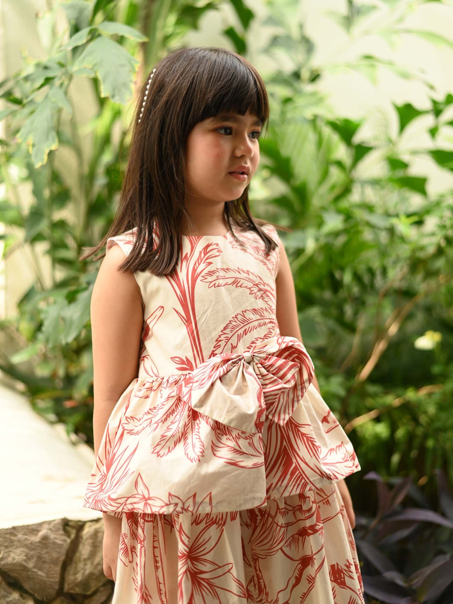 JANYAS CLOSET Tropical Breeze Cotton Dress with Bow
