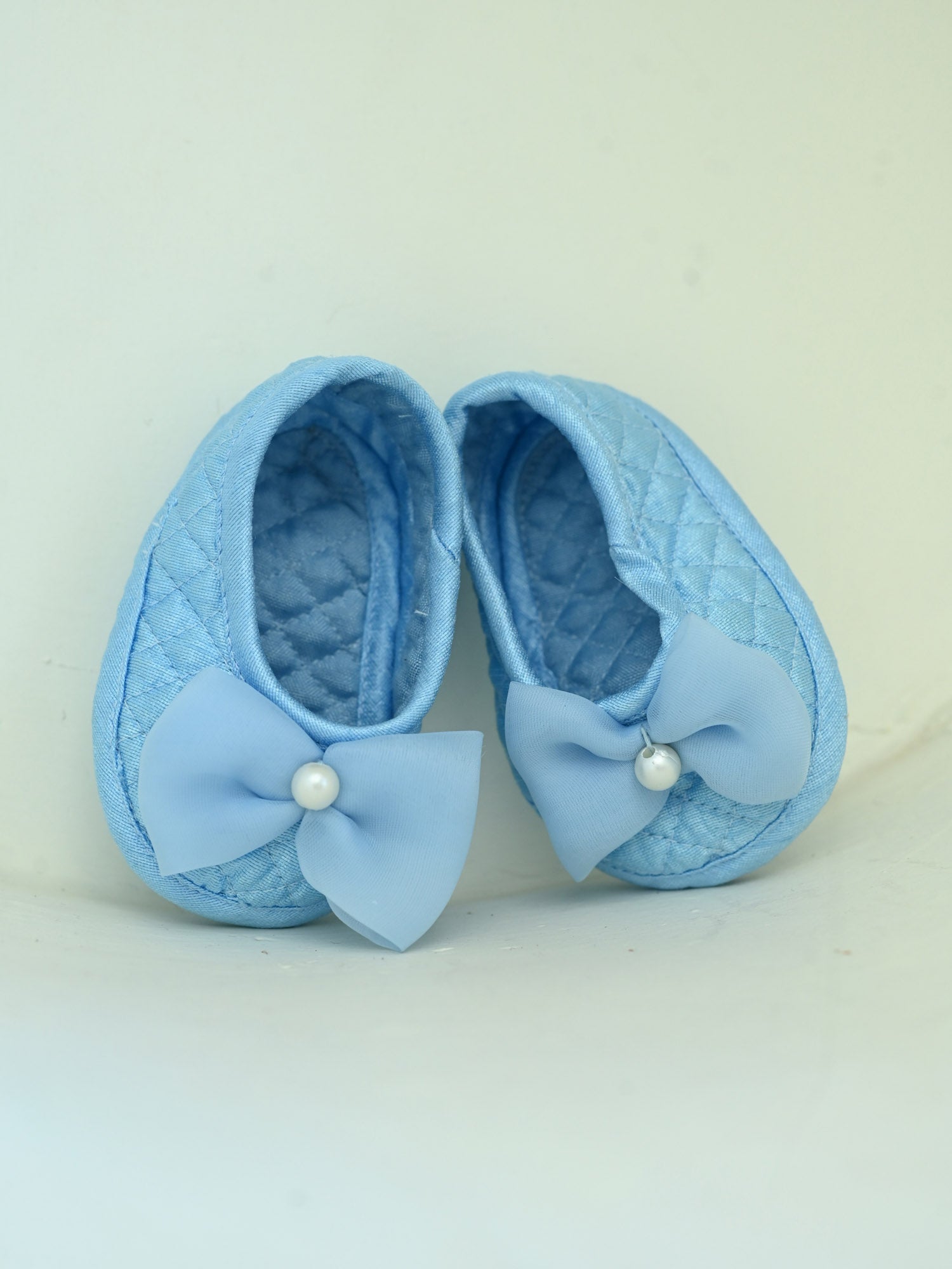 Janyas Closet Blue Hankie Draped Newborn Party Dress with Booties & Bow