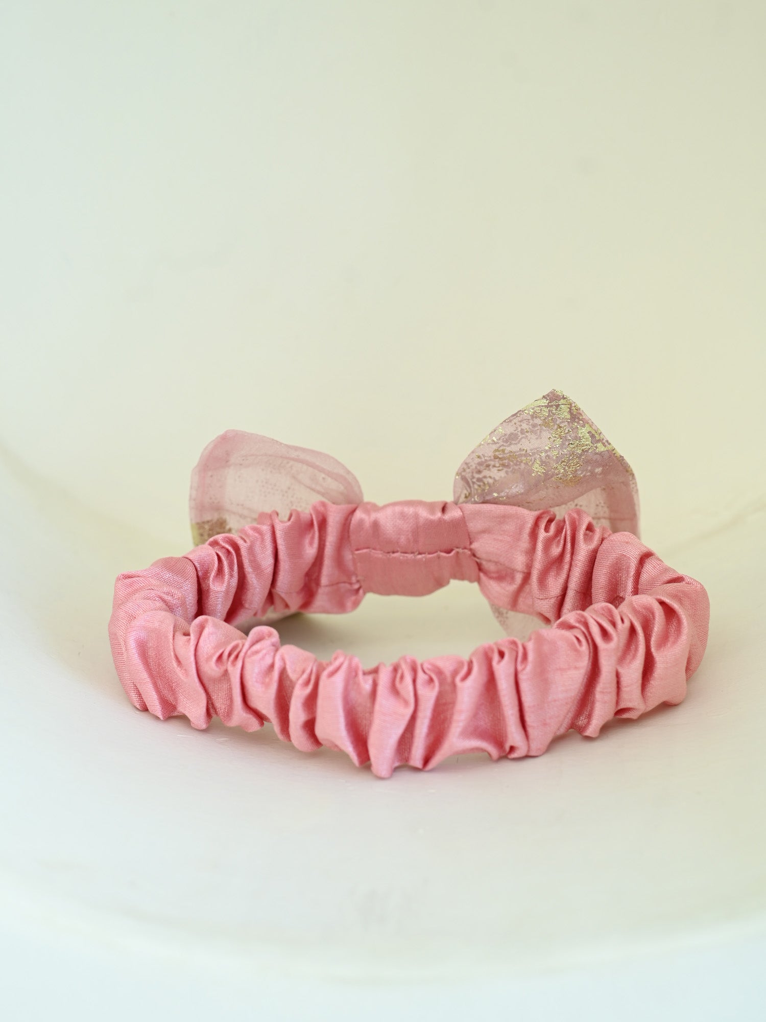 JANYAS CLOSET New Born Pink Foil Organza Bow Dress