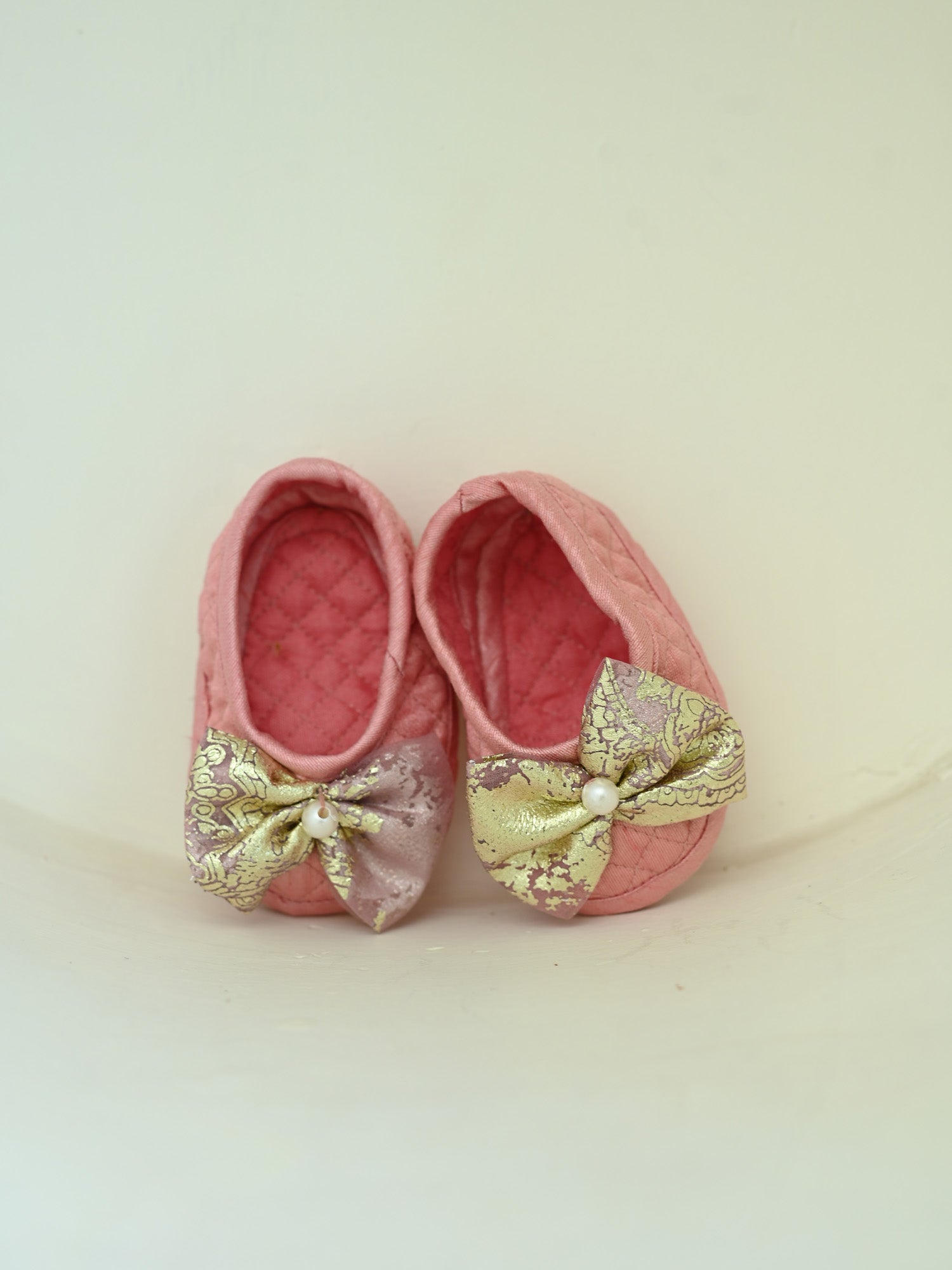 JANYAS CLOSET New Born Pink Foil Organza Bow Dress