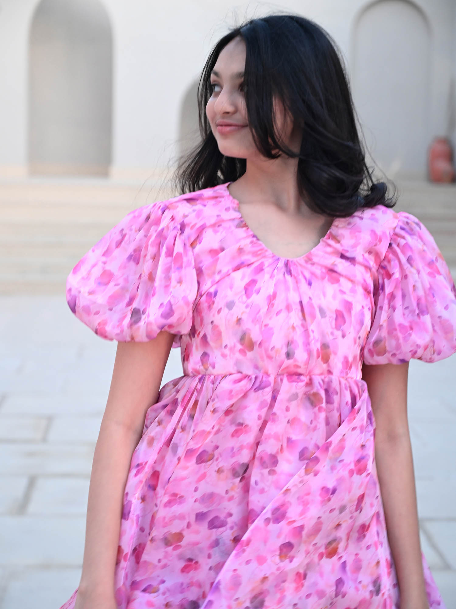 Sample Pink Petal Printed Dress