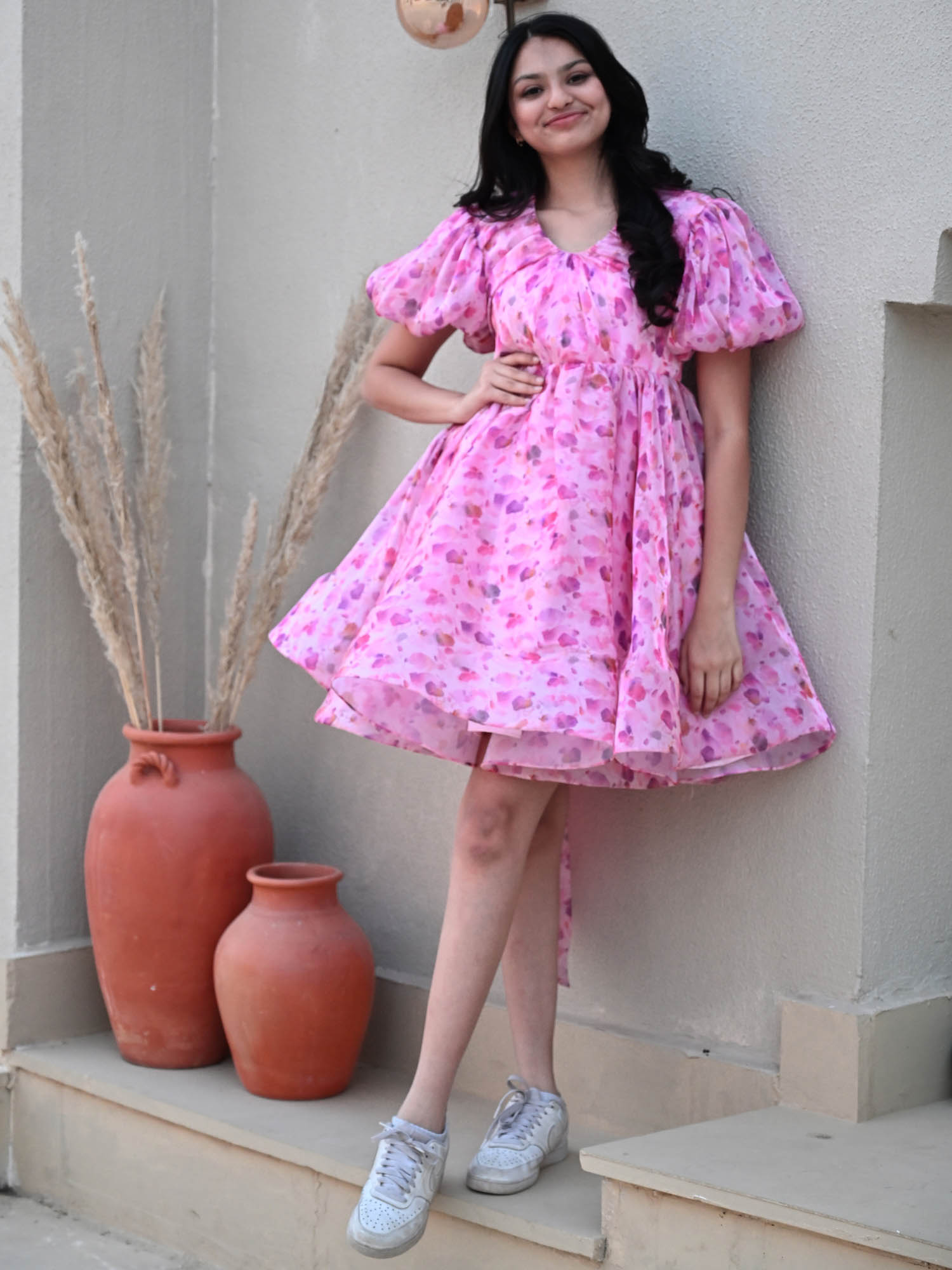 Sample Pink Petal Printed Dress